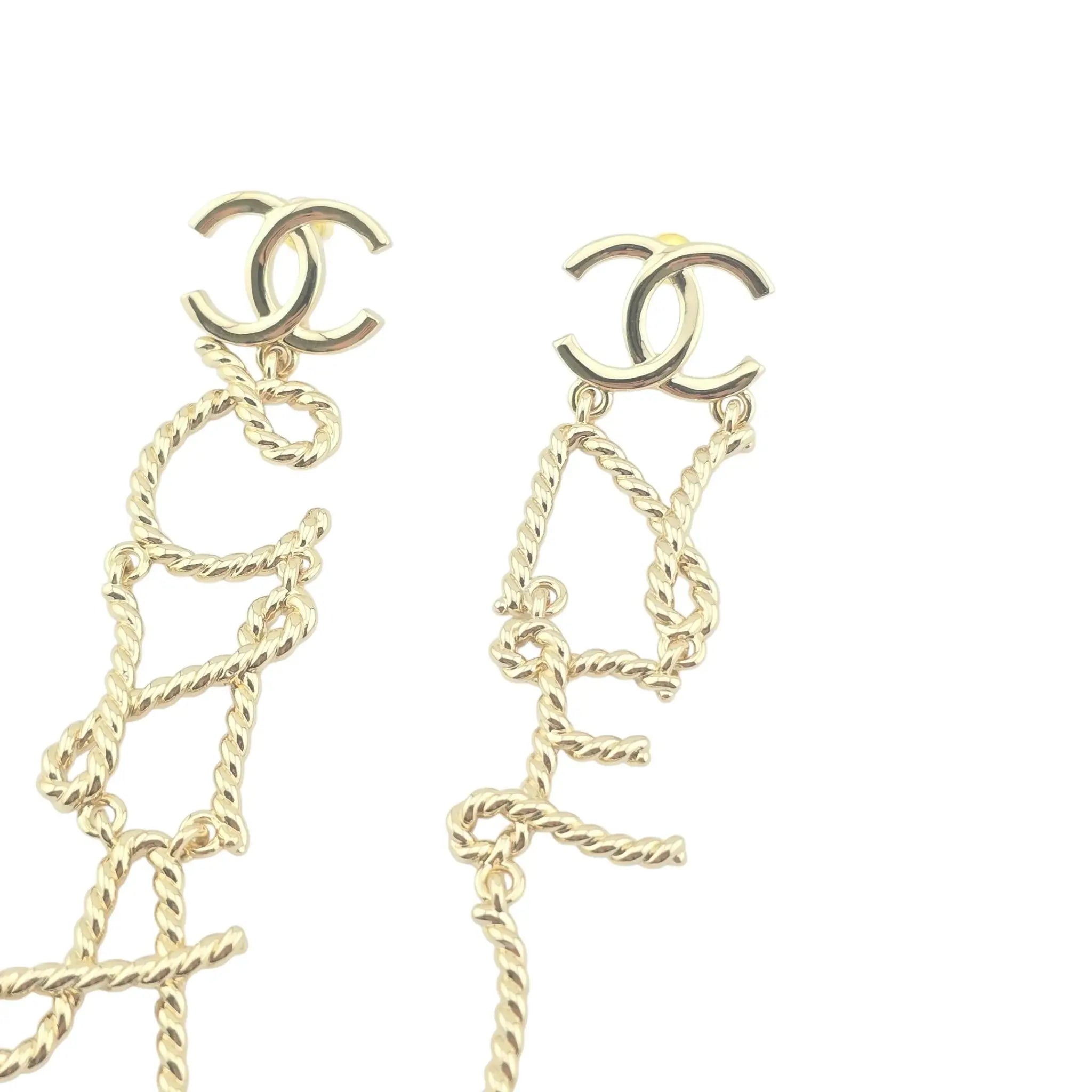 Chanel CC Logo Gold Letter Large Earrings 25C CHANEL