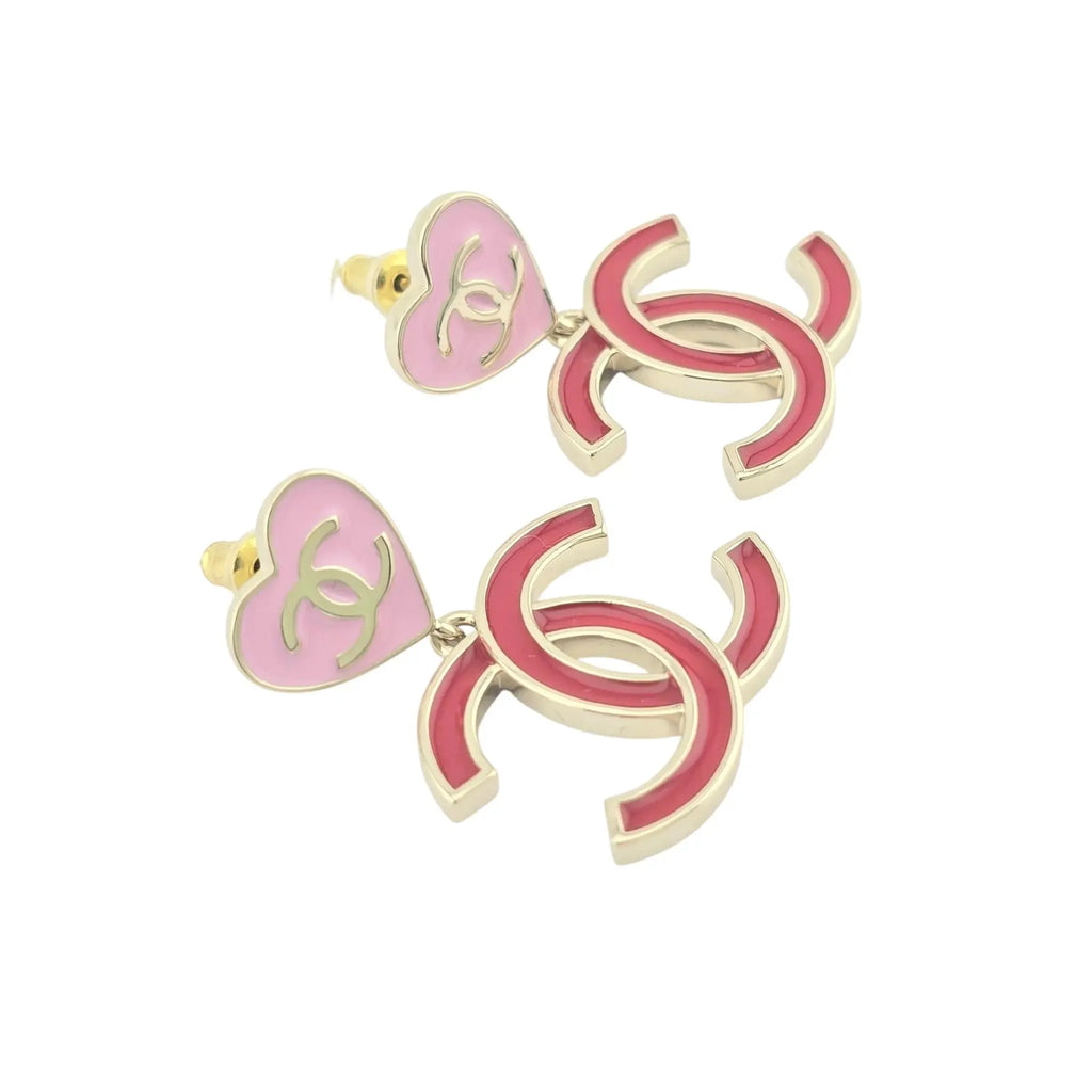 Chanel CC Pink Red Enamel Drop Earring 2024 CHANEL