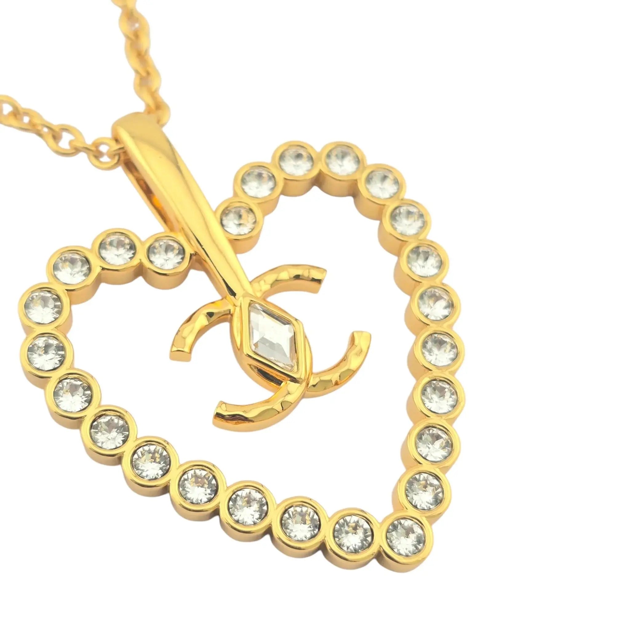 Chanel CC Heart Pendant Necklace Gold 2024 CHANEL