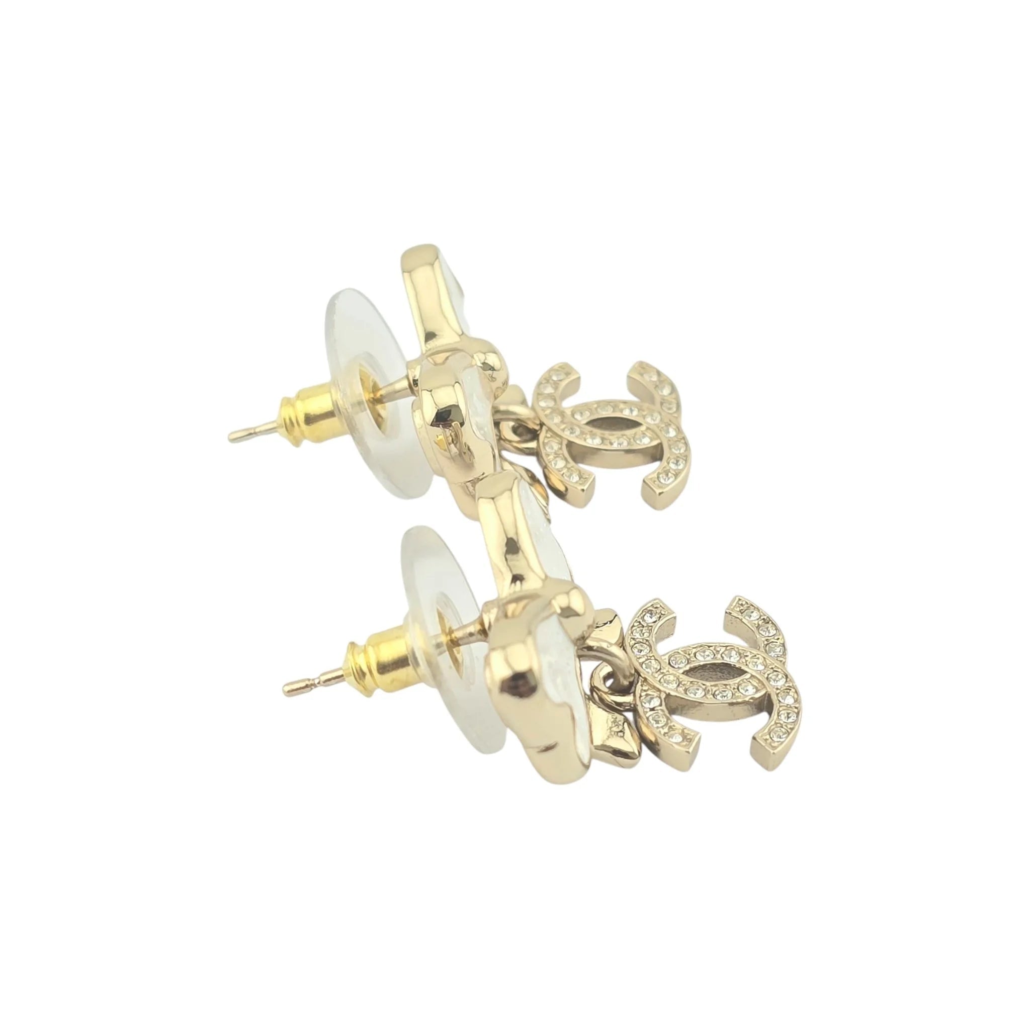 Chanel CC White Gold Bow Earrings 2025 CHANEL