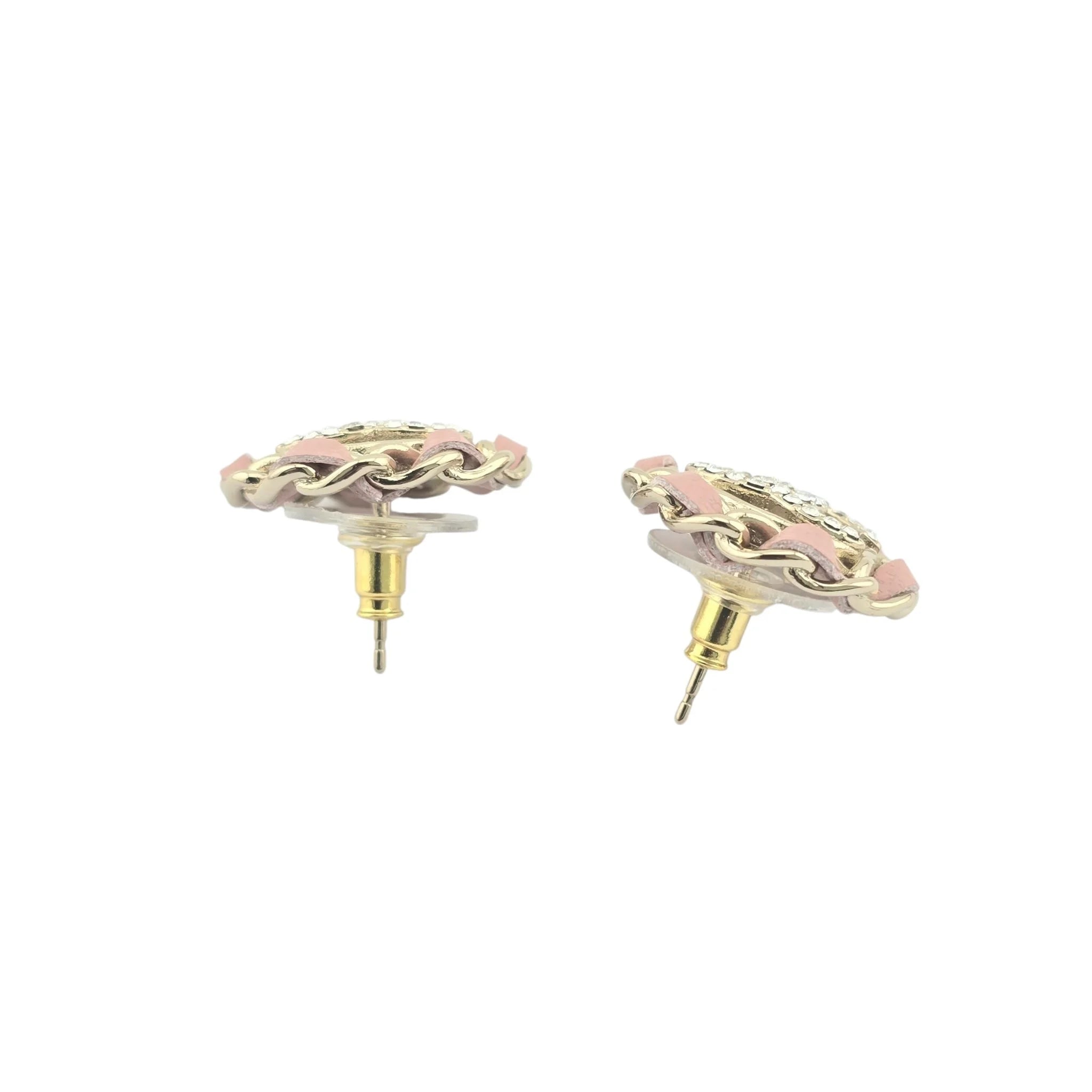 Chanel CC Round Pink Lambskin Earrings 2022 CHANEL