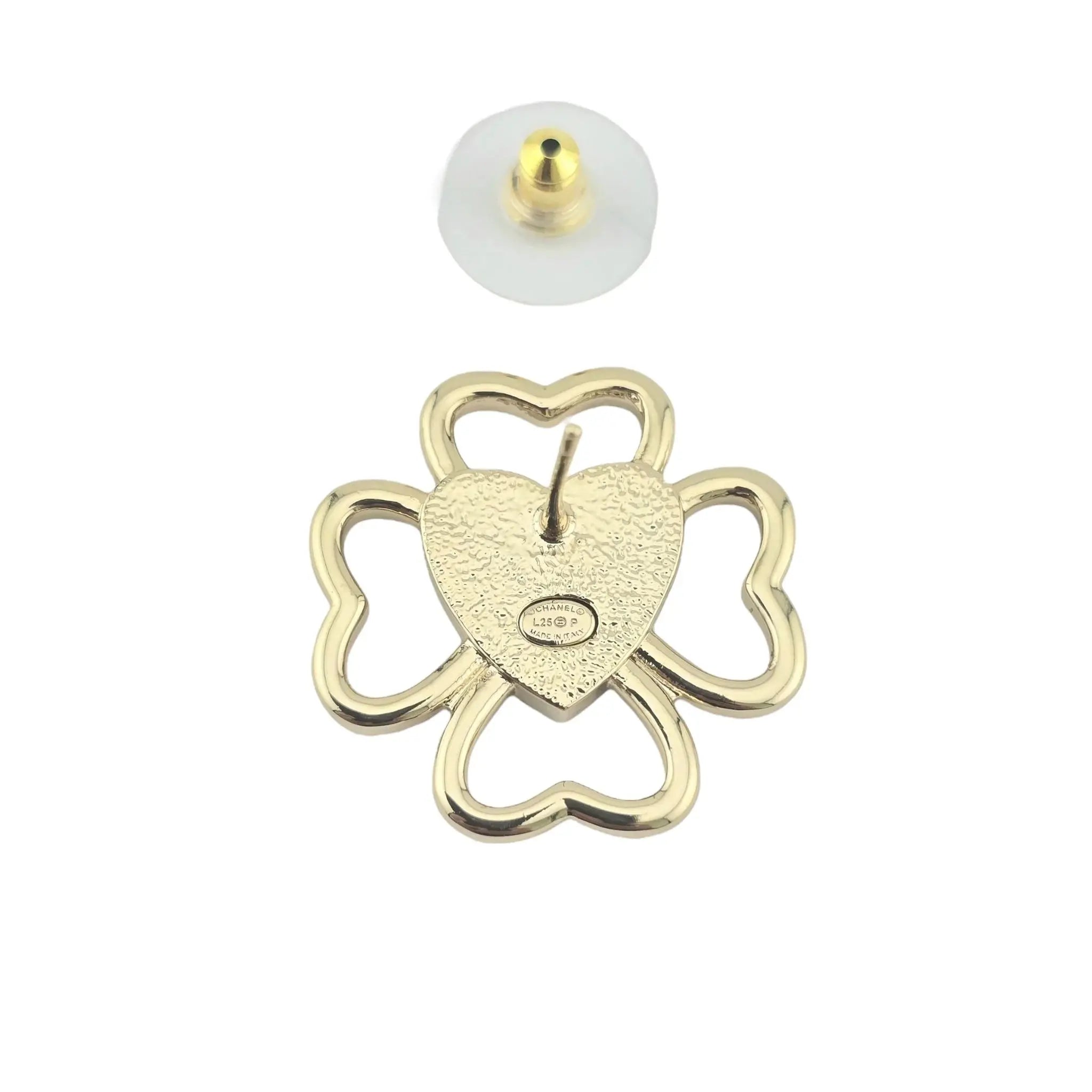 Chanel CC Heart White/Gold Earrings 2025 CHANEL