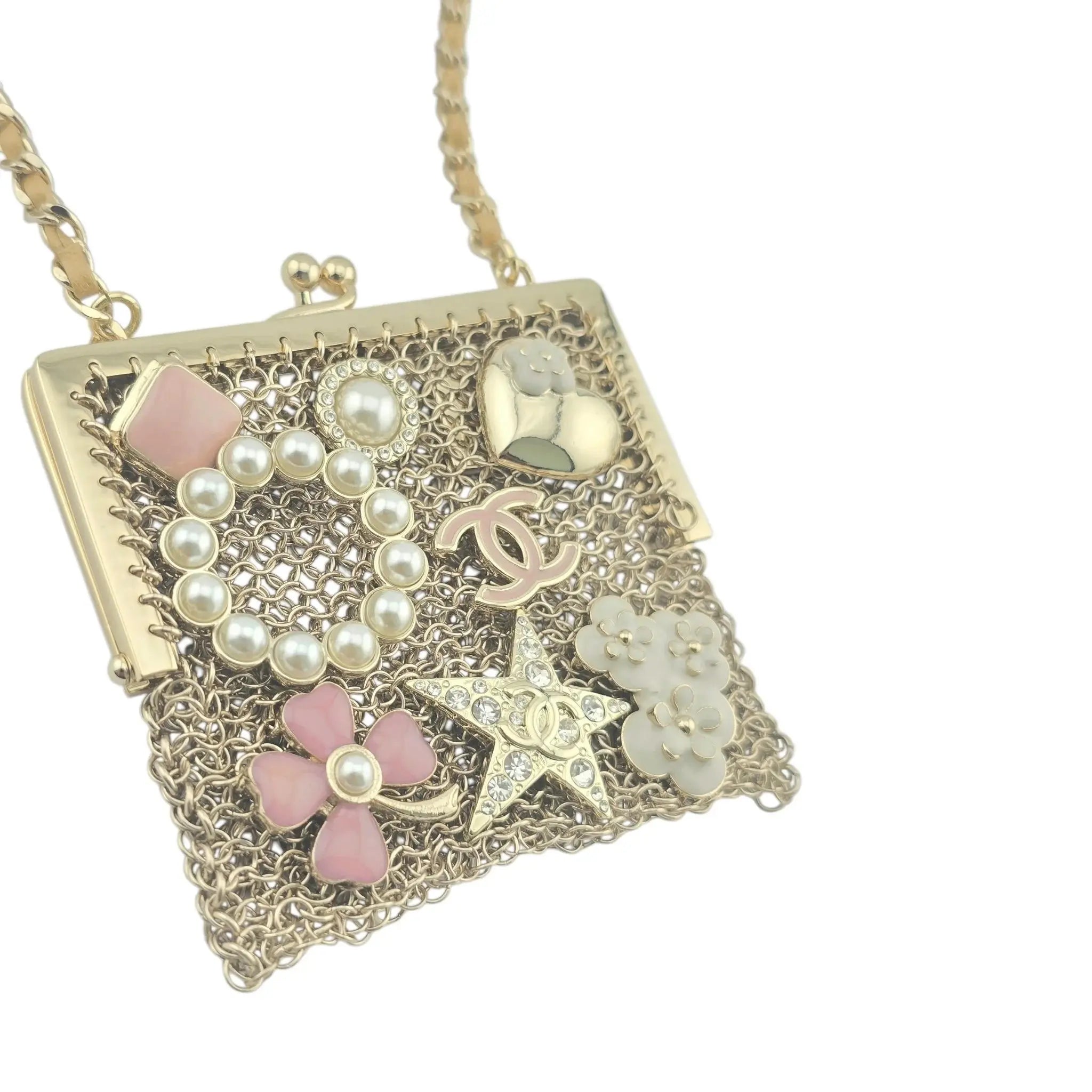 Chanel CC Gold Metal Chain Embellished Mini Frame Pouch CHANEL