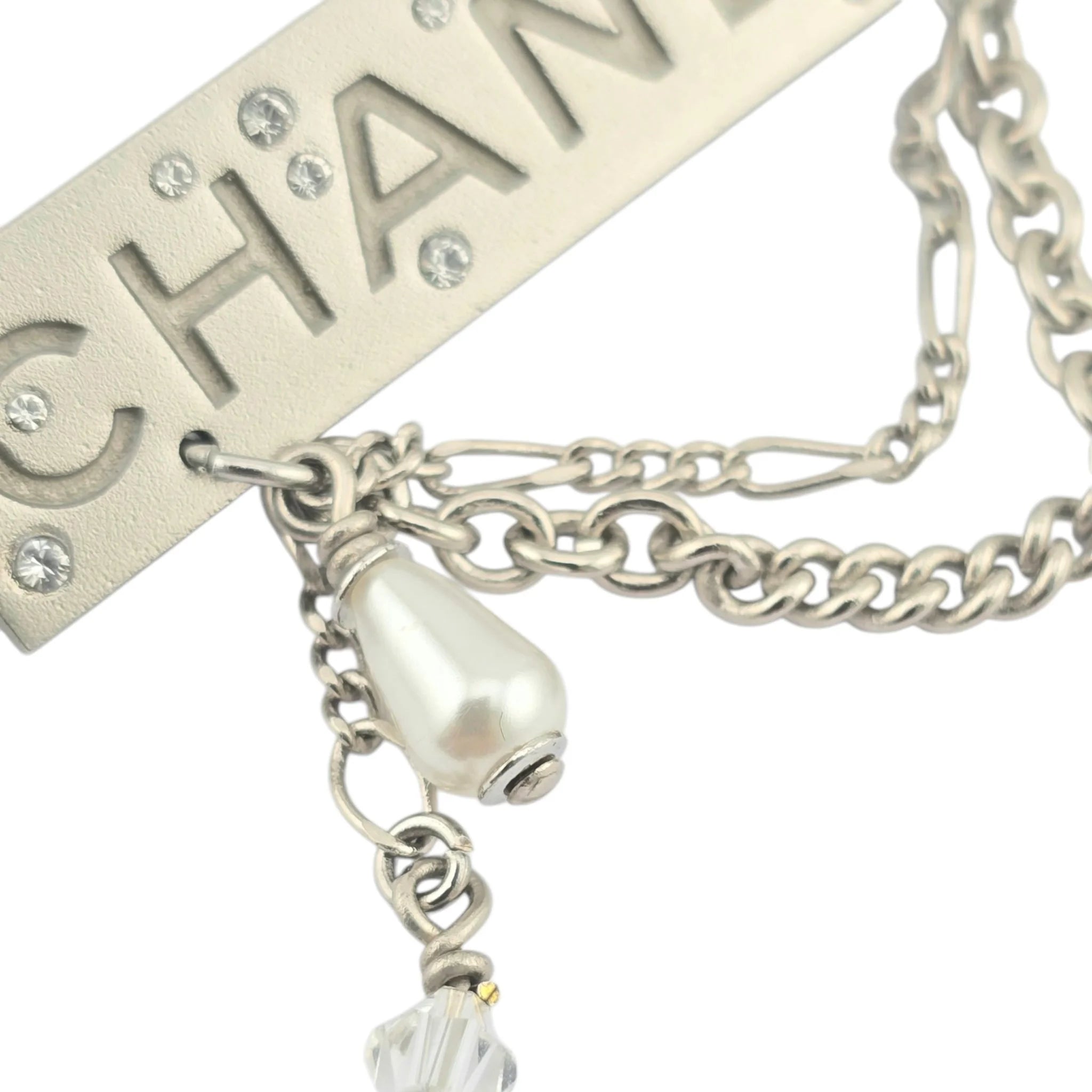 Chanel Silver Crystal Chain Brooch 2021 CHANEL