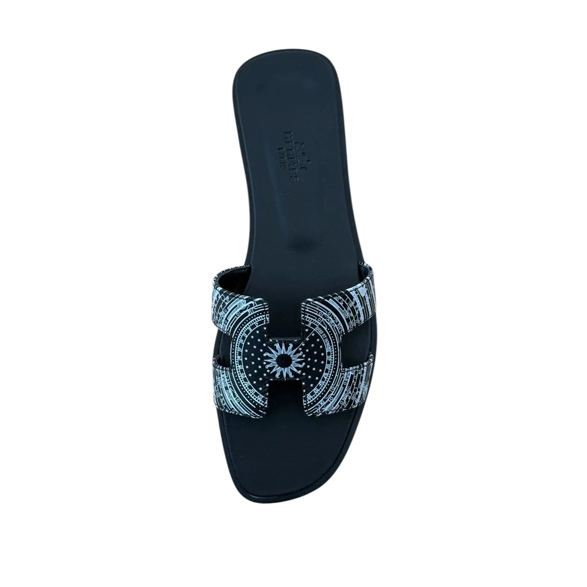 Hermes Oran Sandal Black Noir Astrologie Bandana - 40 UK 7 HERMES
