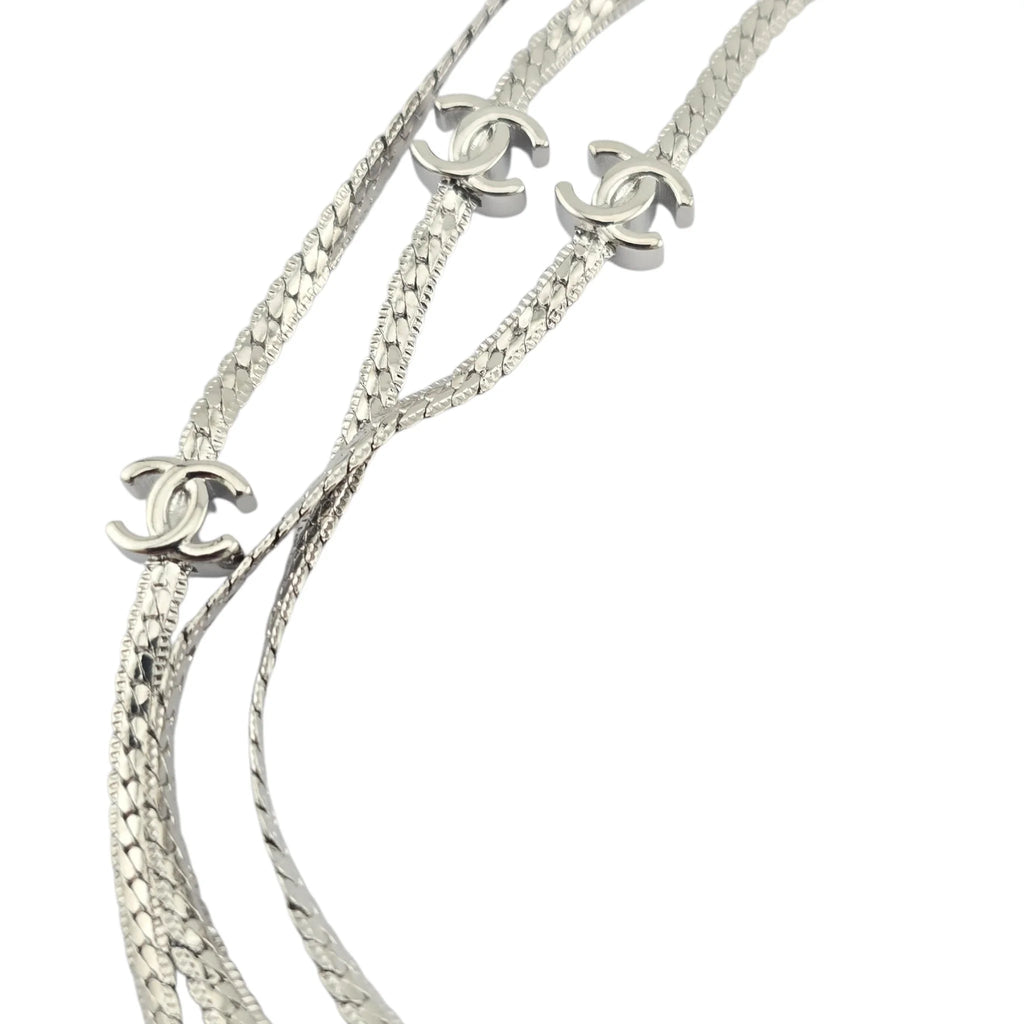 Chanel CC Silver Metal Long Necklace 2024 CHANEL
