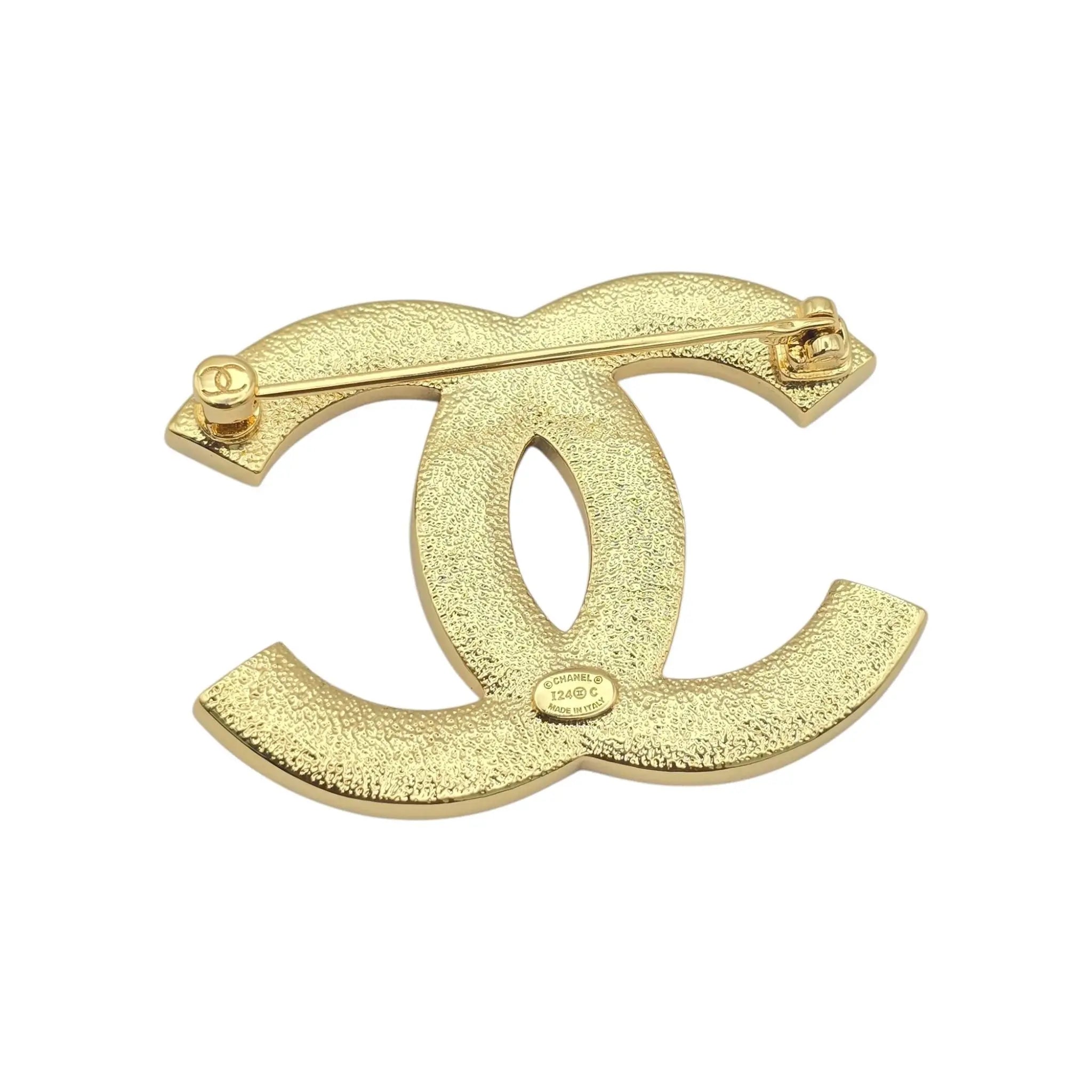 Chanel Metal Resin CC Star Logo Brooch Gold Black 2024 CHANEL