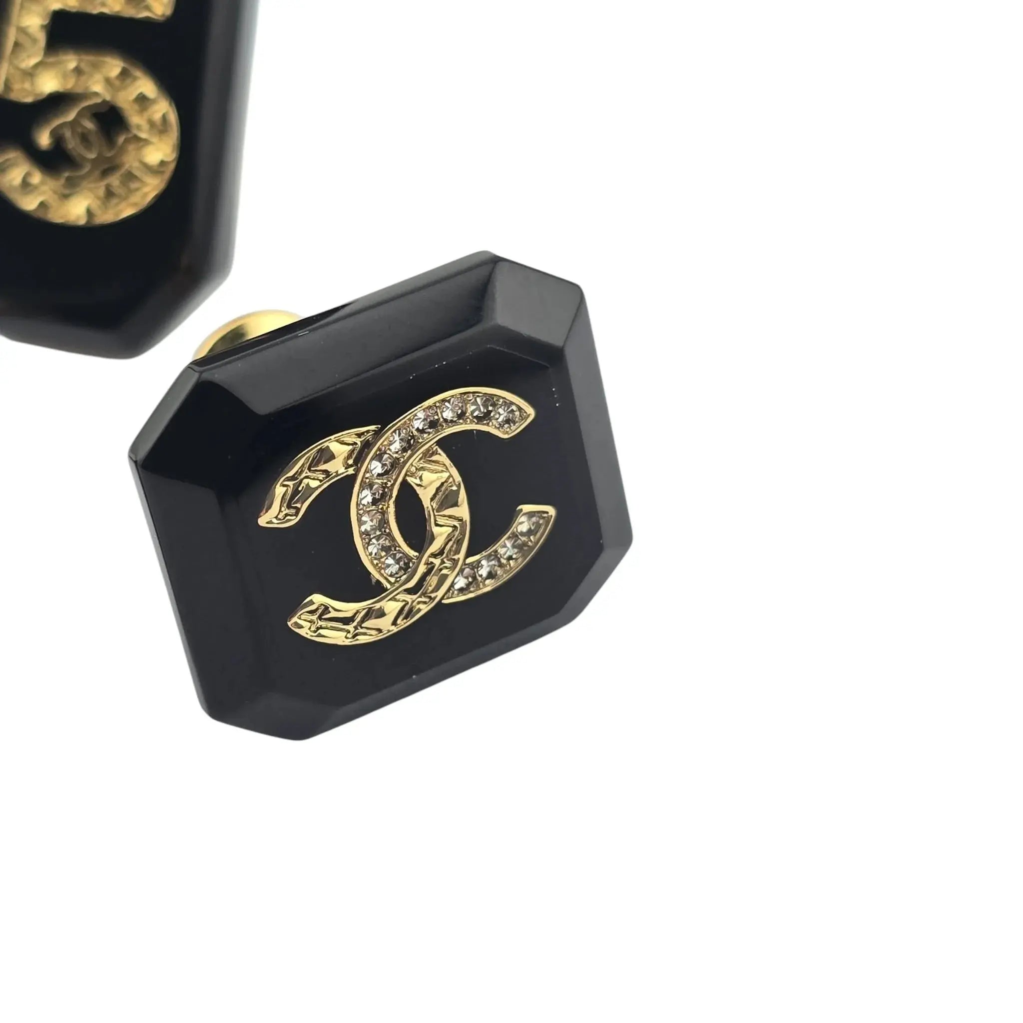 Chanel CC No 5 3 Black Gold Brooch 2023 CHANEL