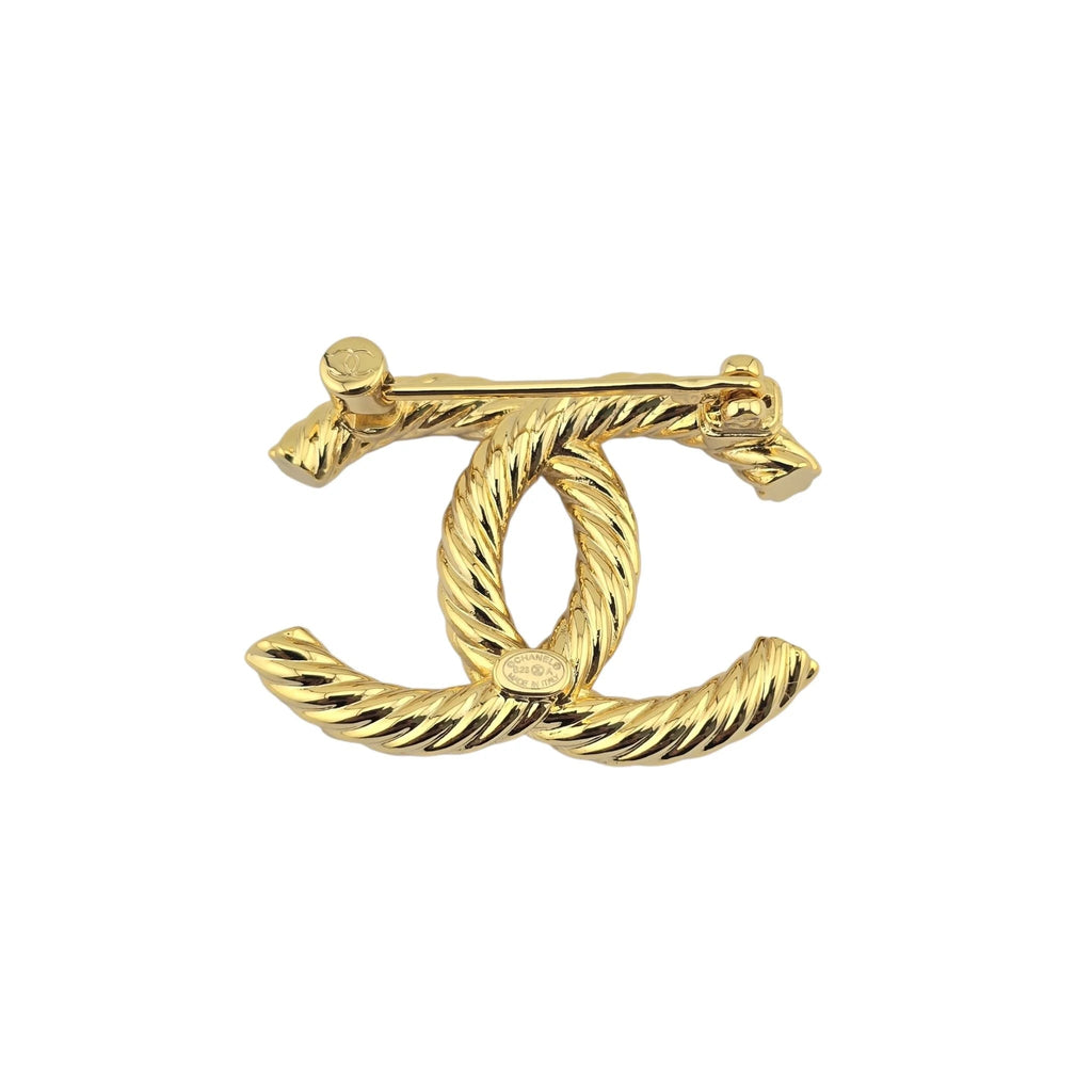 Chanel CC Gold Faux Pearls Crystals Brooch 2023 CHANEL