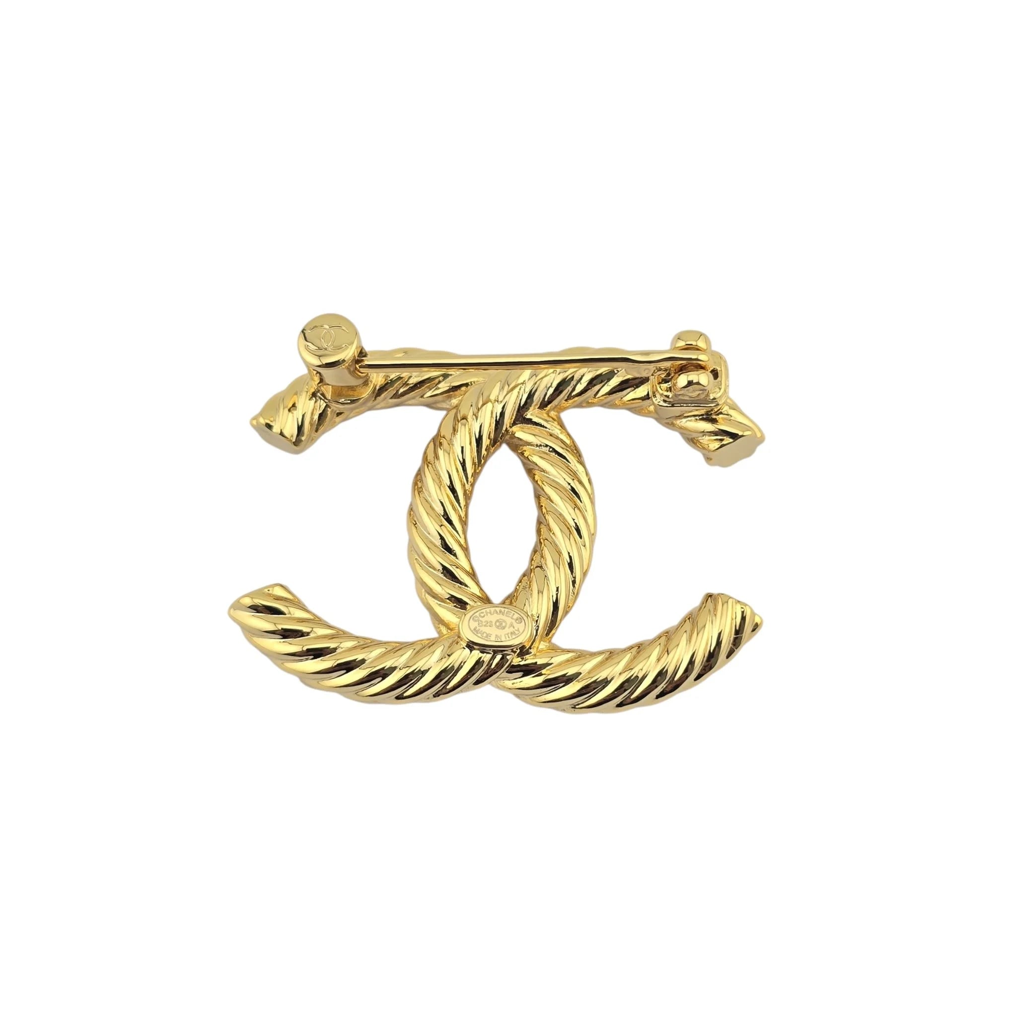 Chanel CC Gold Faux Pearls Crystals Brooch 2023 CHANEL