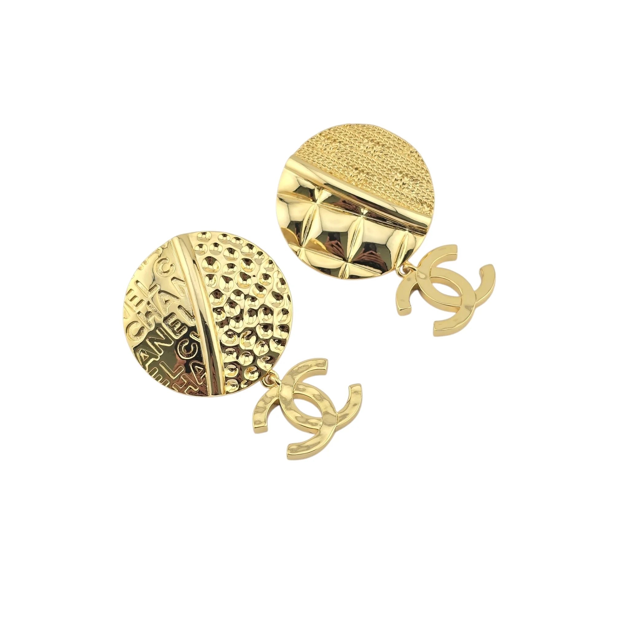 Chanel CC Round Gold Drop Earrings 2024 CHANEL