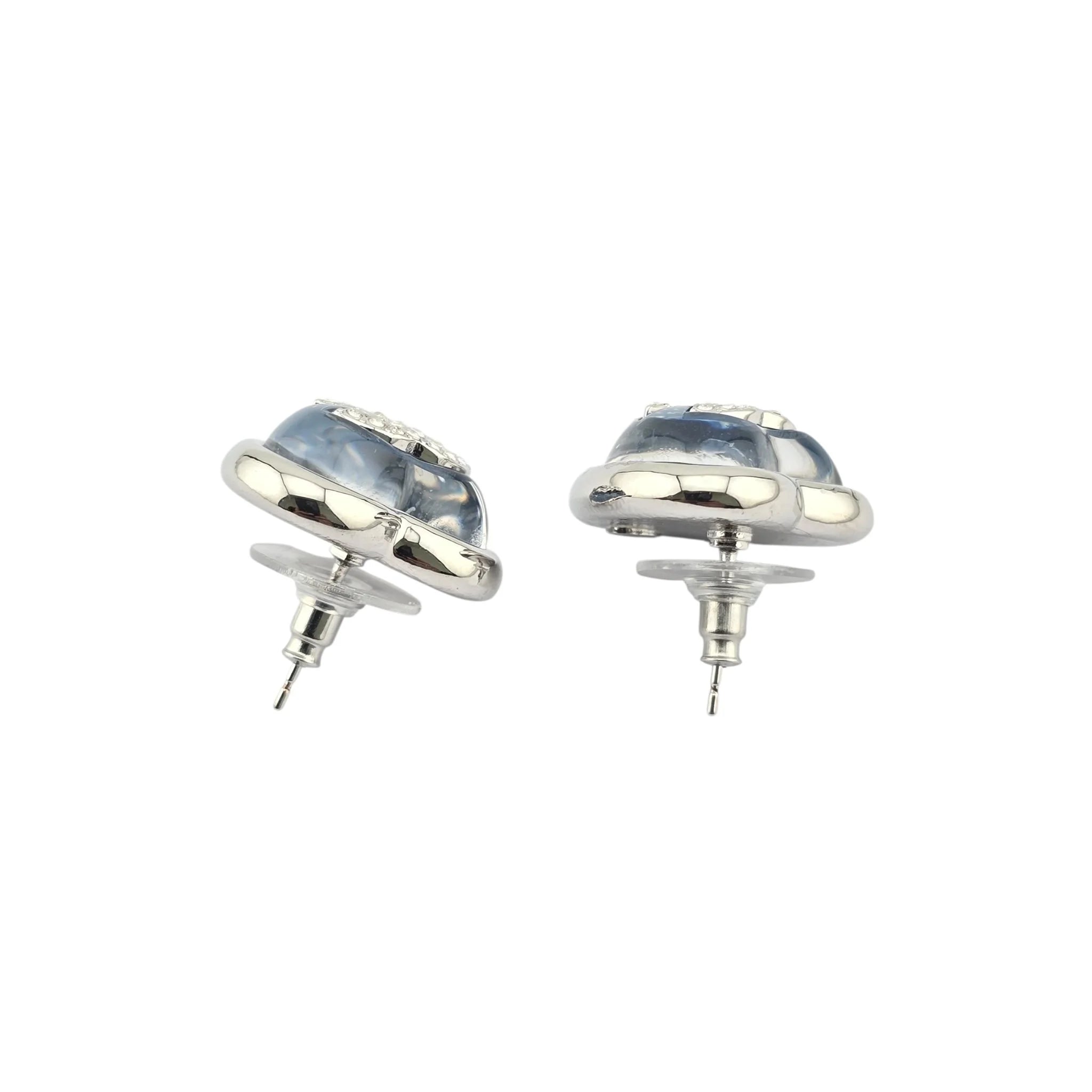Chanel CC Silver Blue Heart Earrings 2025 CHANEL