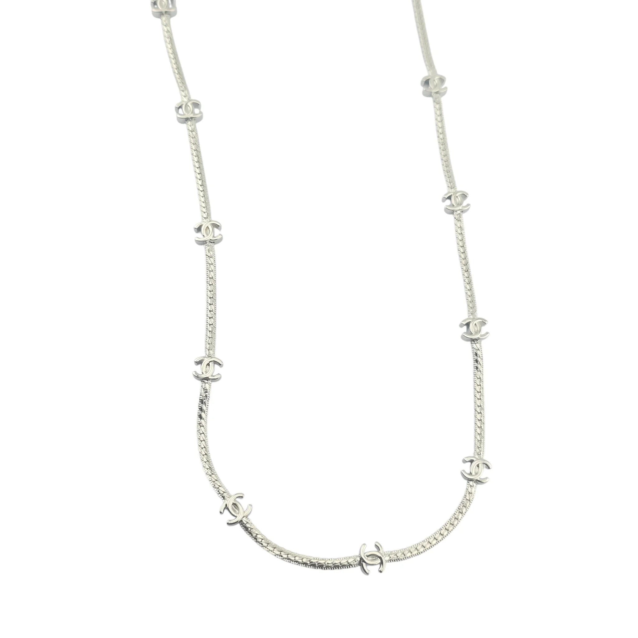 Chanel CC Metal Thin Silver Necklace 2024 CHANEL