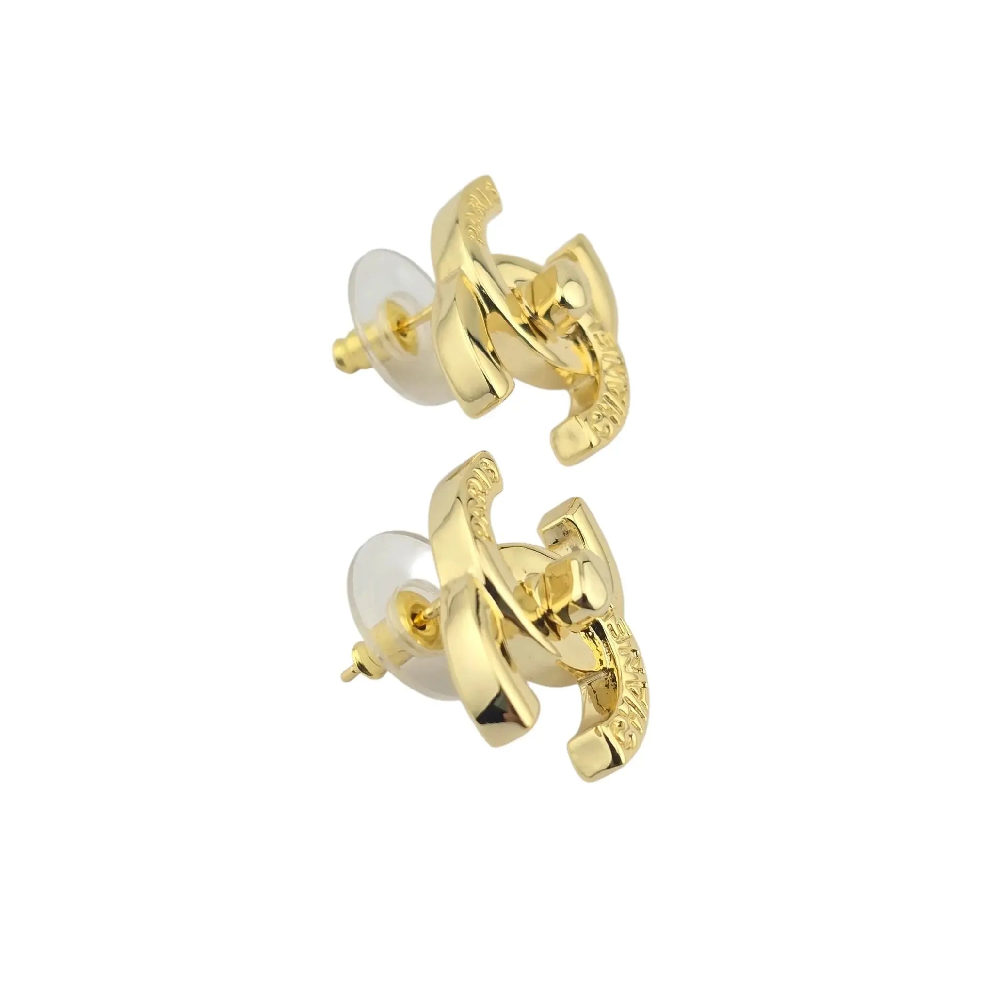 Chanel CC Gold Turnlock Stud Earrings 2022 CHANEL