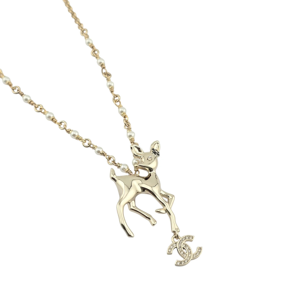 Chanel CC Deer Pendant Gold Necklace 2025 CHANEL
