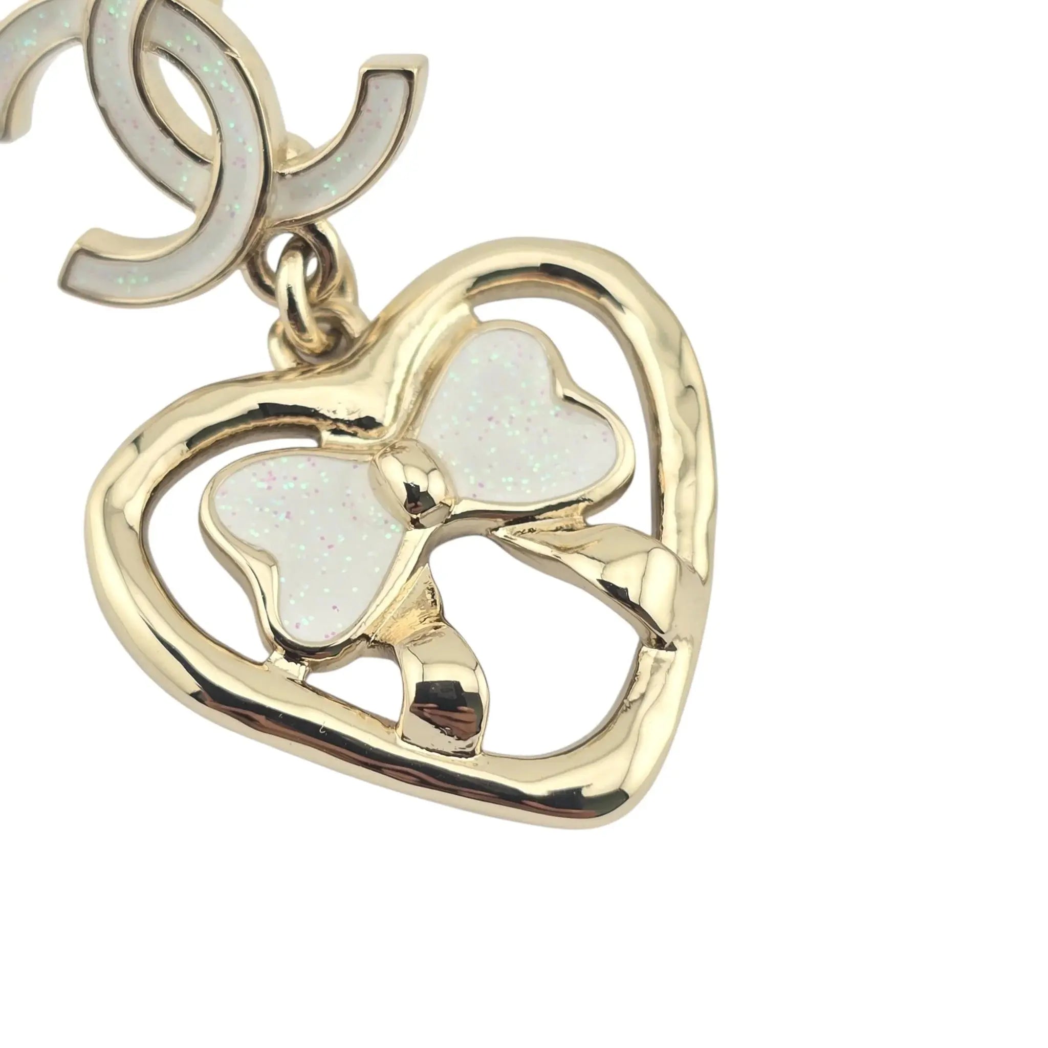 Chanel CC Heart Bow Drop Earrings 2025 CHANEL