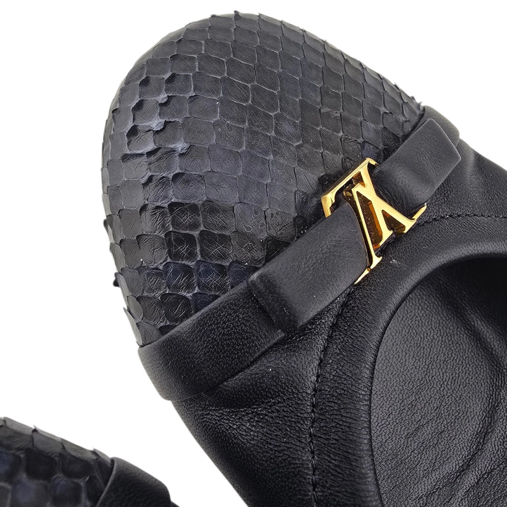 Louis Vuitton LV Flirty Navy Blue Python Ballet Flats 39 LOUIS VUITTON