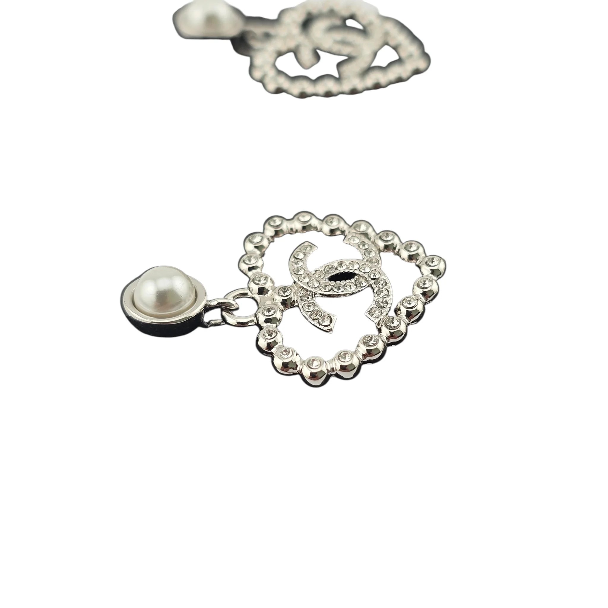 Chanel CC Silver Heart Drop Earrings 2025 CHANEL