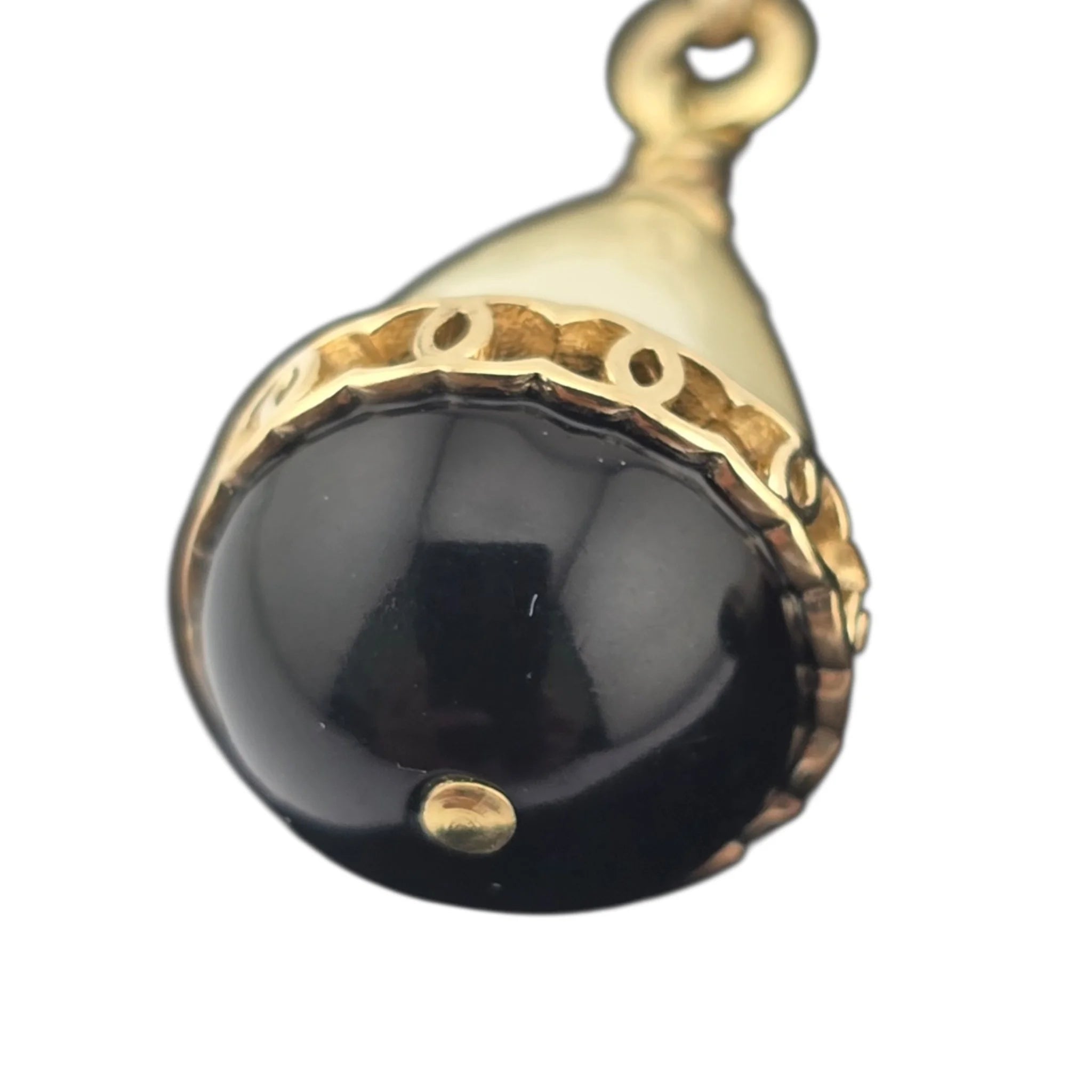 Chanel Crystal Pearl CC Drop Earrings Gold Black CHANEL