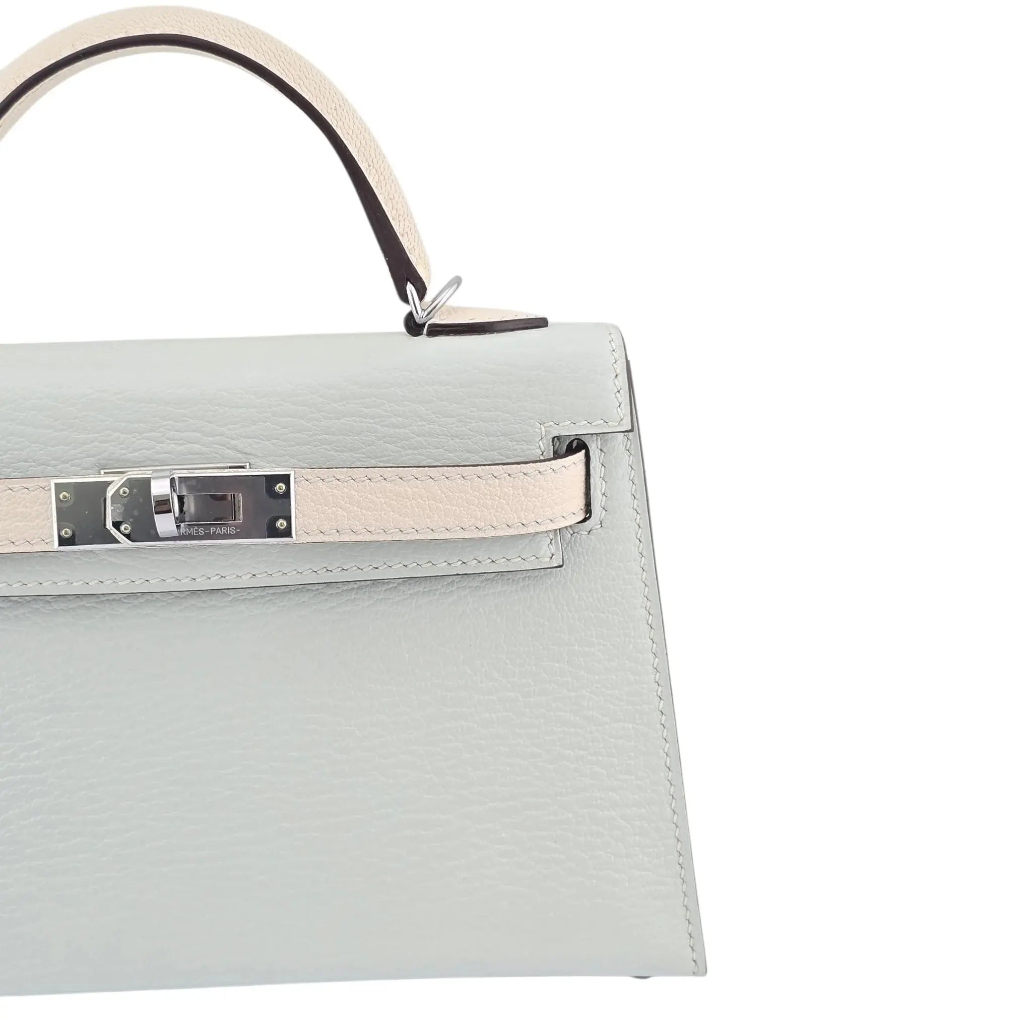 Hermes Chevre Mysore Horseshoe Mini Kelly Sellier 20 Bleu Brume Nata Bag HERMES