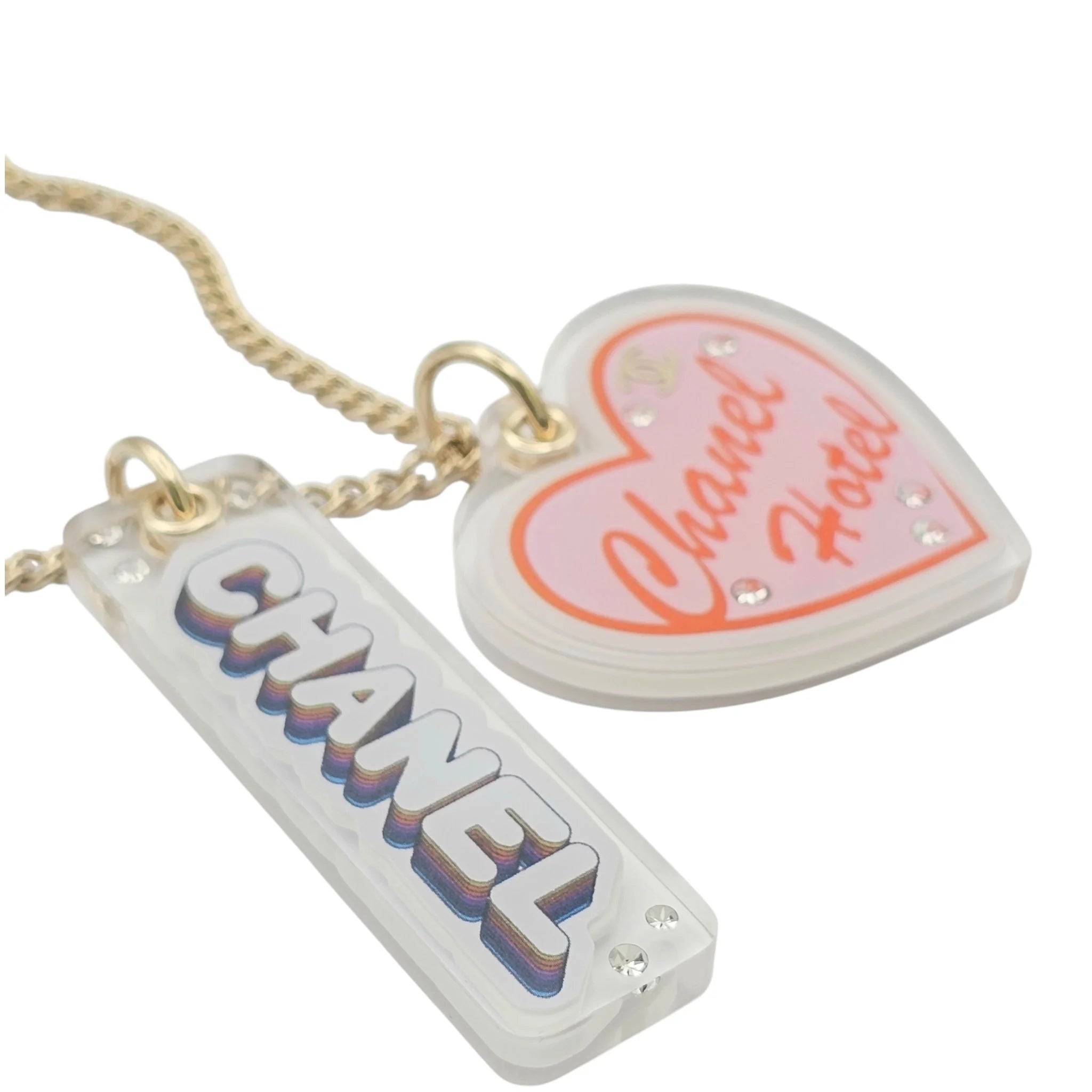 Chanel CC Resin Metal Strass Multi Color Heart Shape Necklace 2024 CHANEL