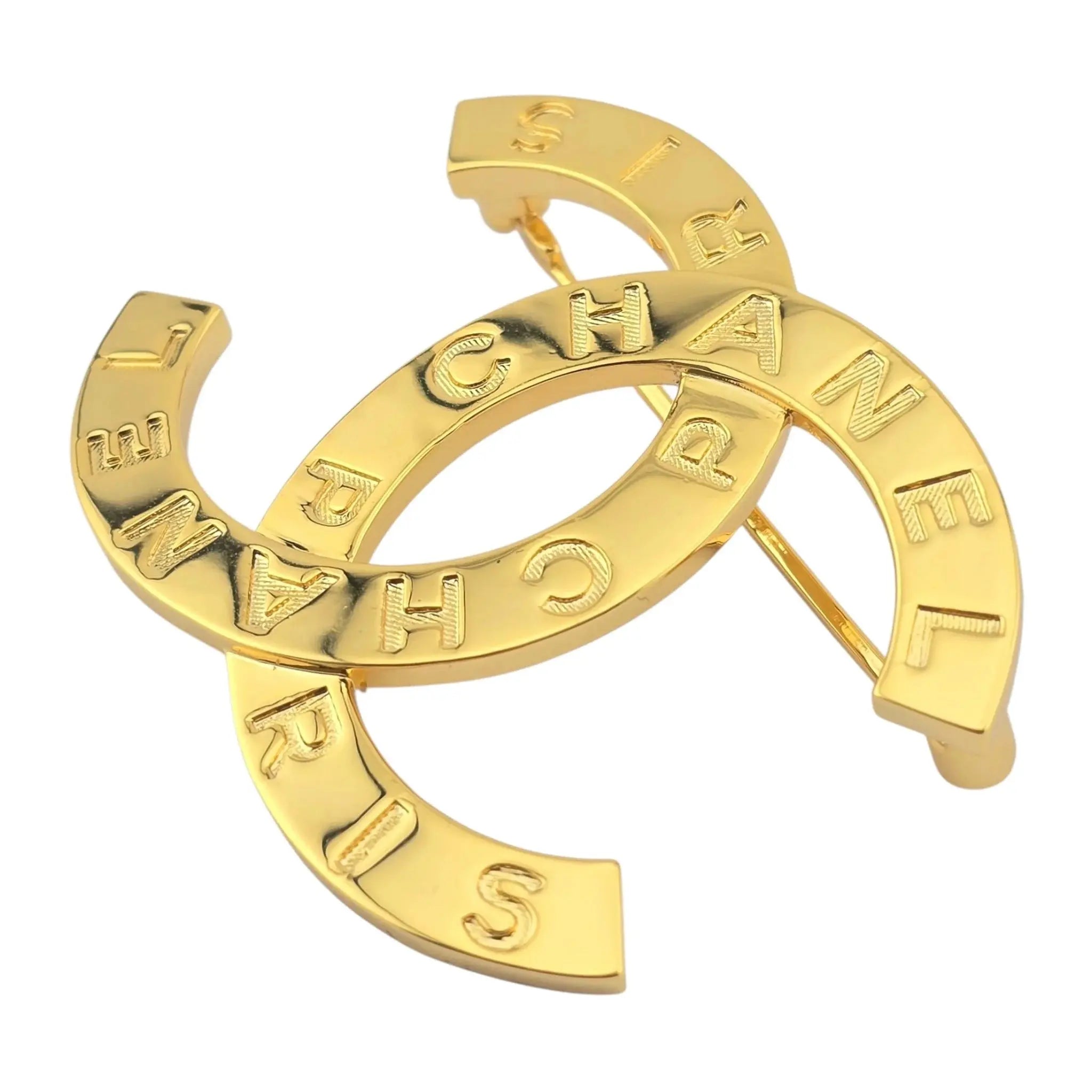 Chanel CC Metal Paris Button Large Brooch Gold 2020 CHANEL