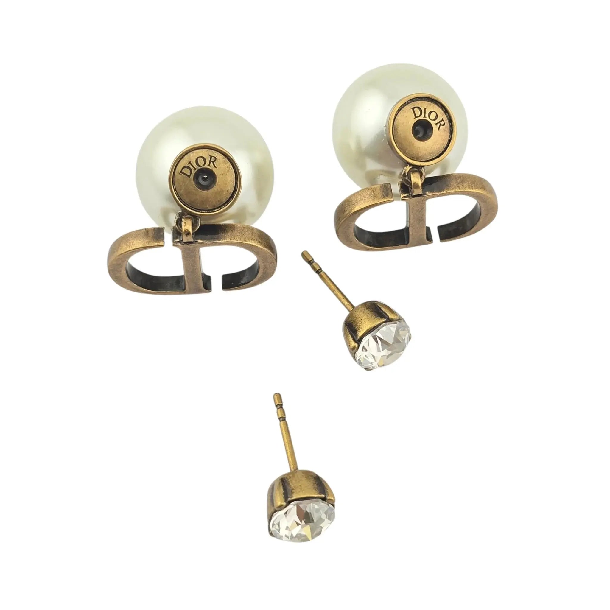 Christian Dior Tribales Faux Pearl Crystal  CD Earrings DIOR