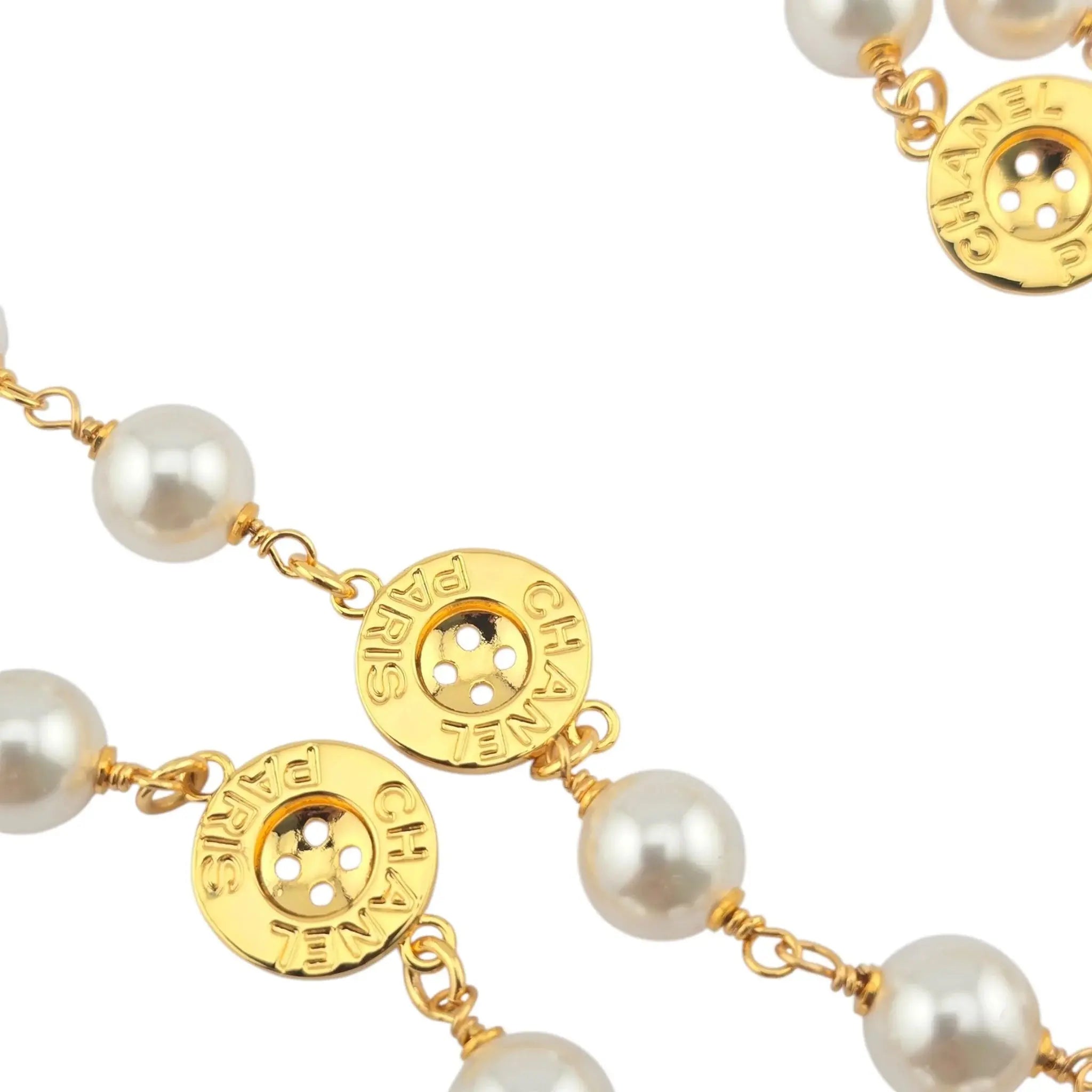 Chanel CC Faux Pearl Gold Button Pendant 2020 CHANEL