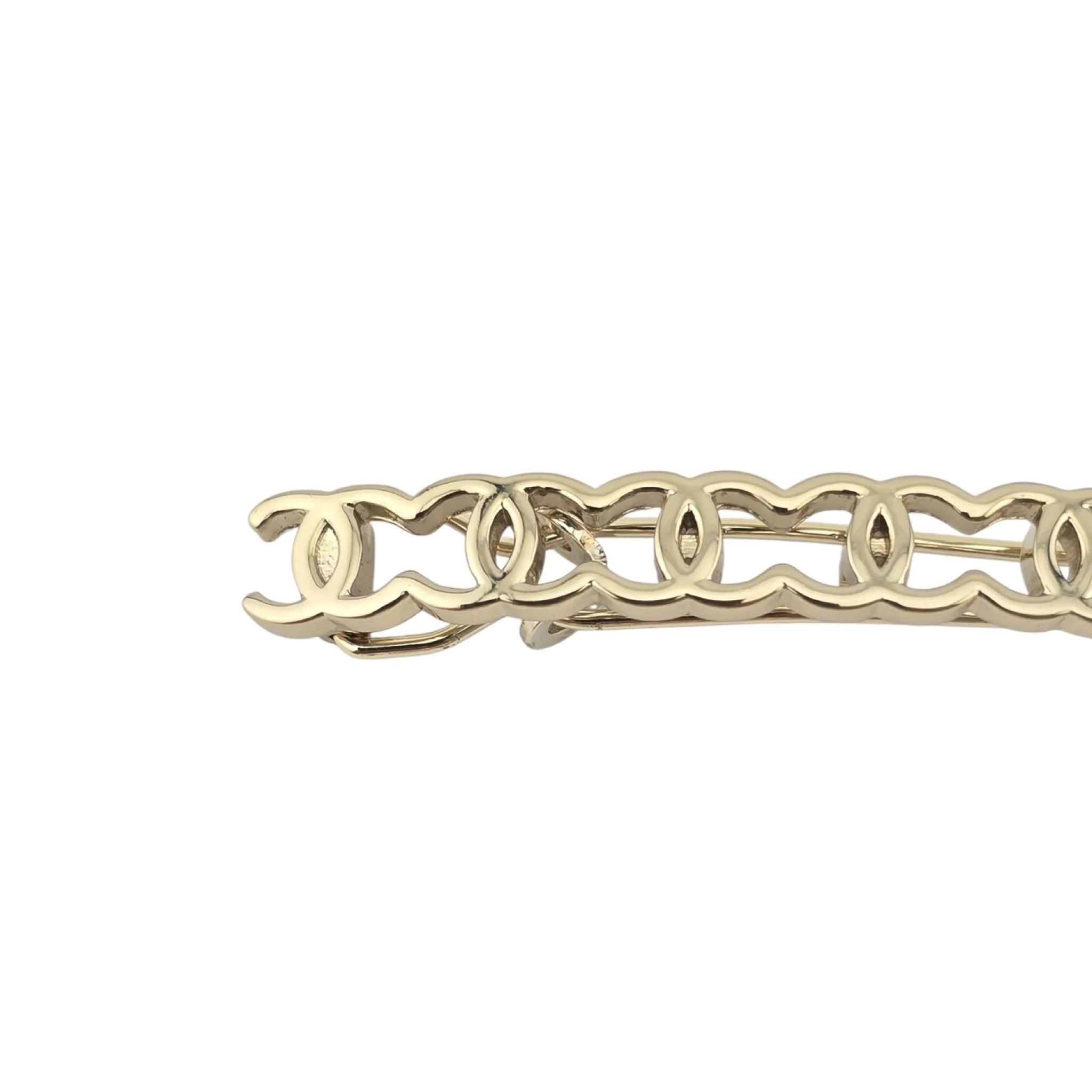 Chanel CC Metal Hair Clip Barrette Gold 2021 CHANEL