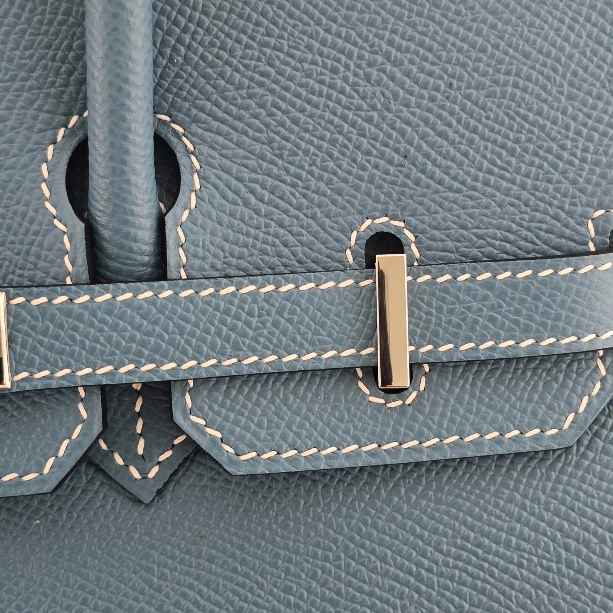 Hermes Birkin 25 Bleu Jean Epsom PHW Bag HERMES