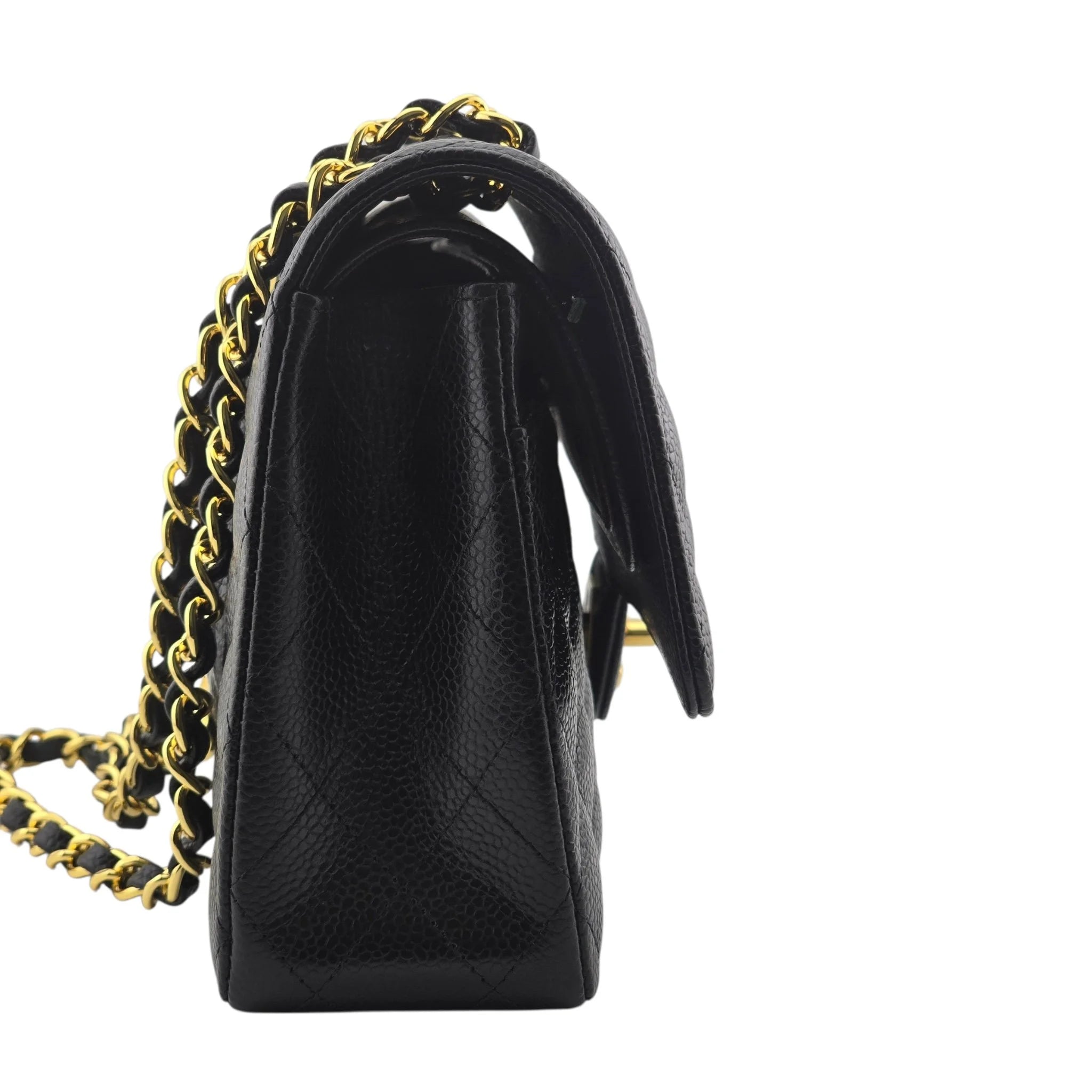 Chanel Medium Classic Flap Caviar Black Gold Hardware CHANEL