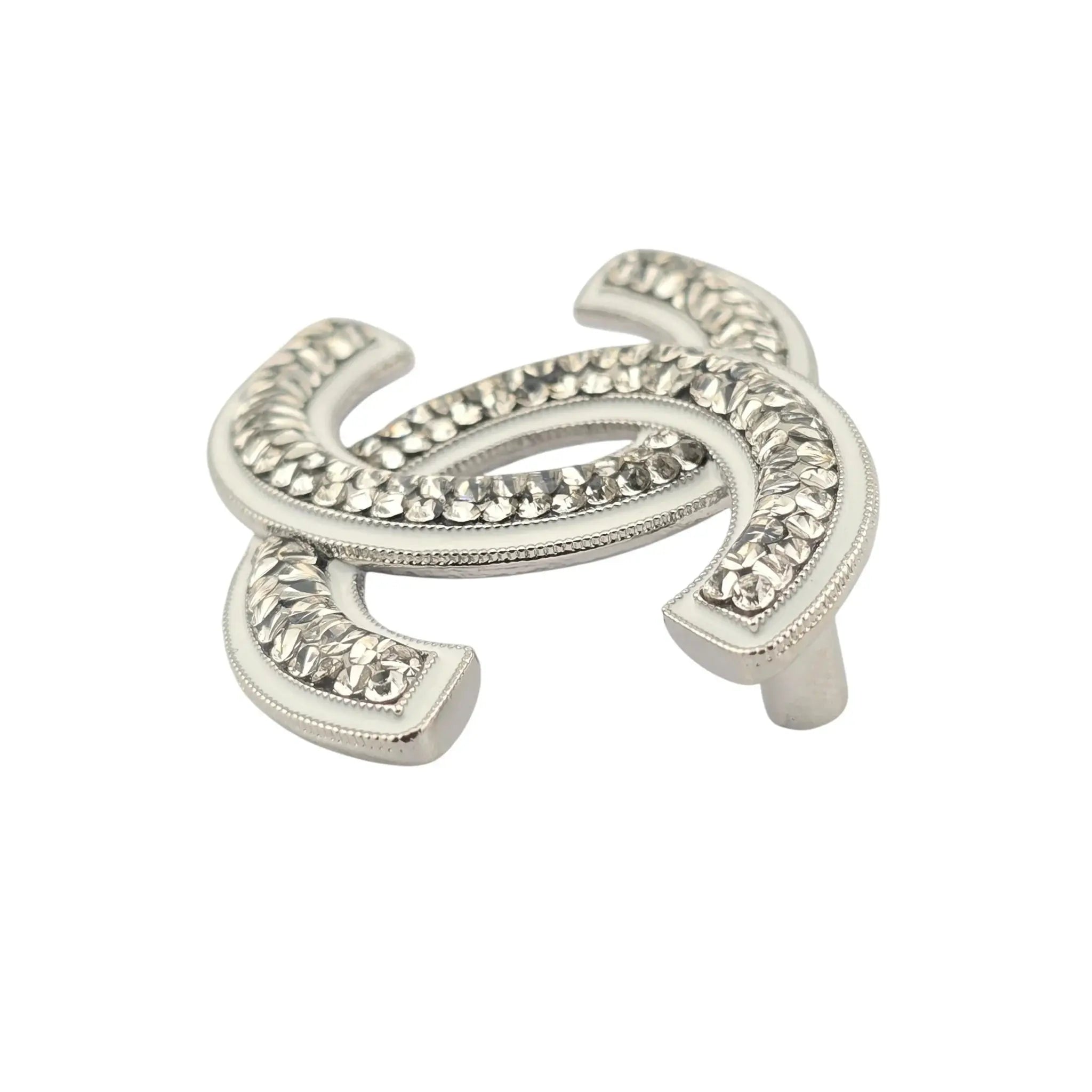 Chanel CC Silver Crystals Enamel Brooch 2025 CHANEL