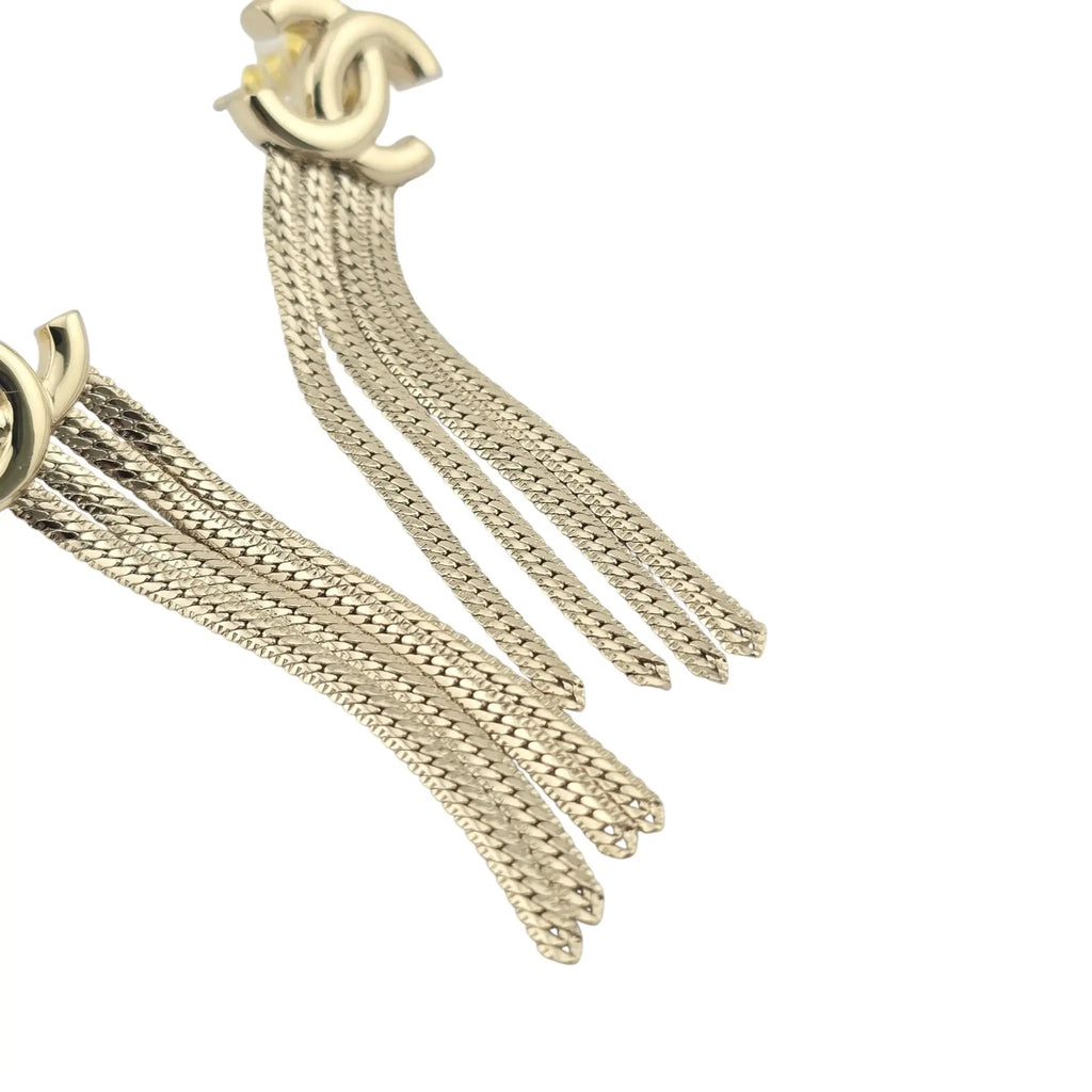 Chanel CC Gold Tassel Drop Earrings 2024 CHANEL