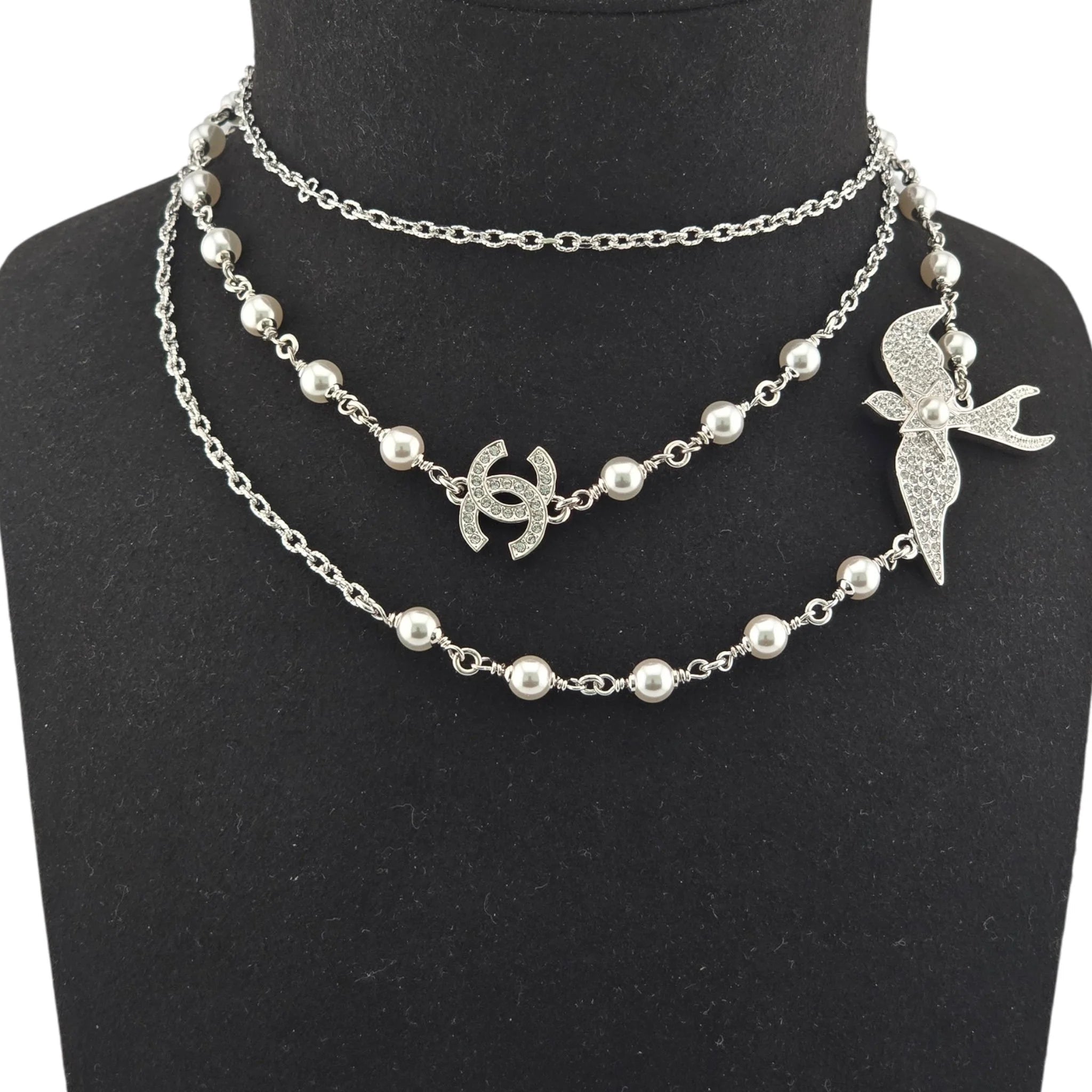 Chanel CC Silver Bird Long Necklace SS25 CHANEL