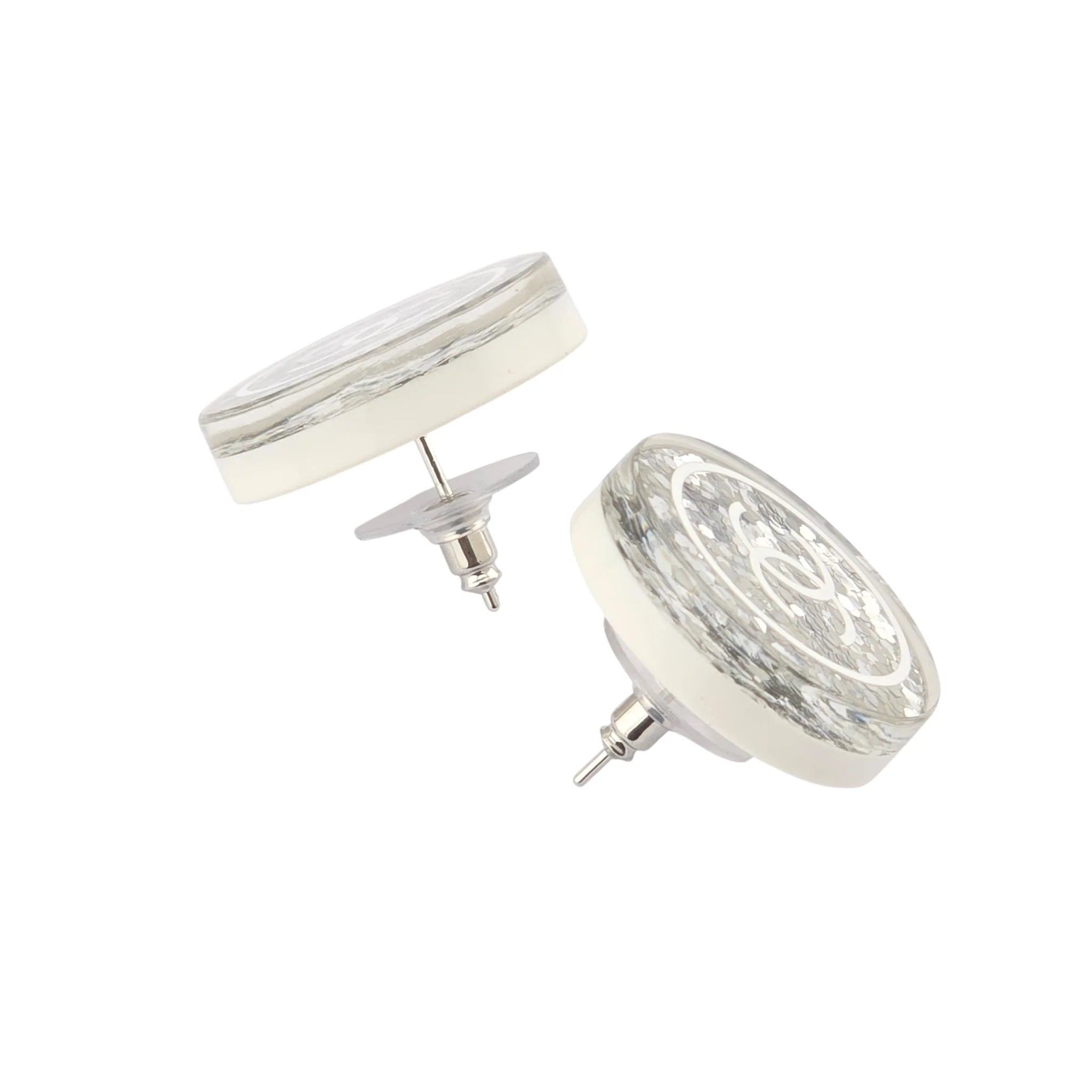 Chanel CC White Resin Round Earrings 2024 CHANEL