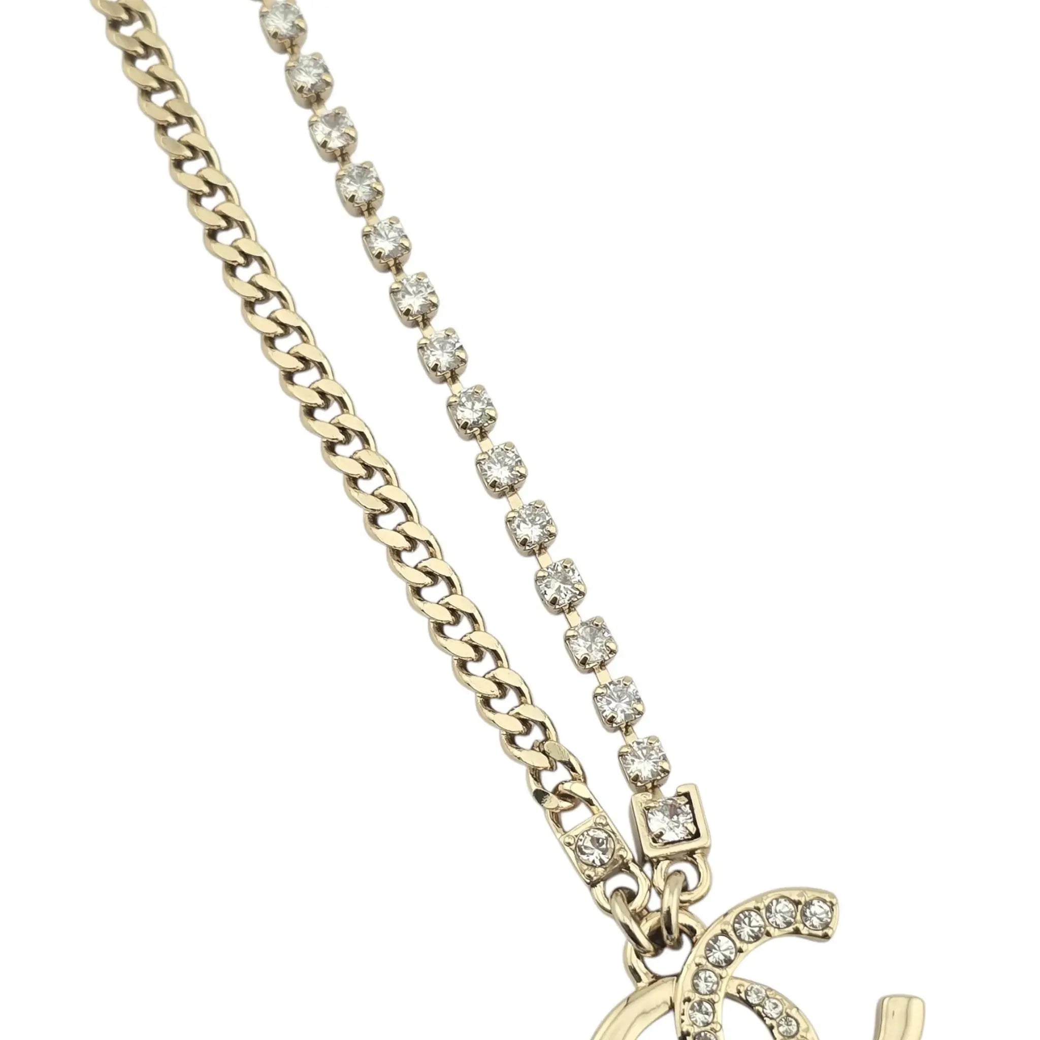 Chanel CC Gold Crystal Chain Necklace 2024 CHANEL