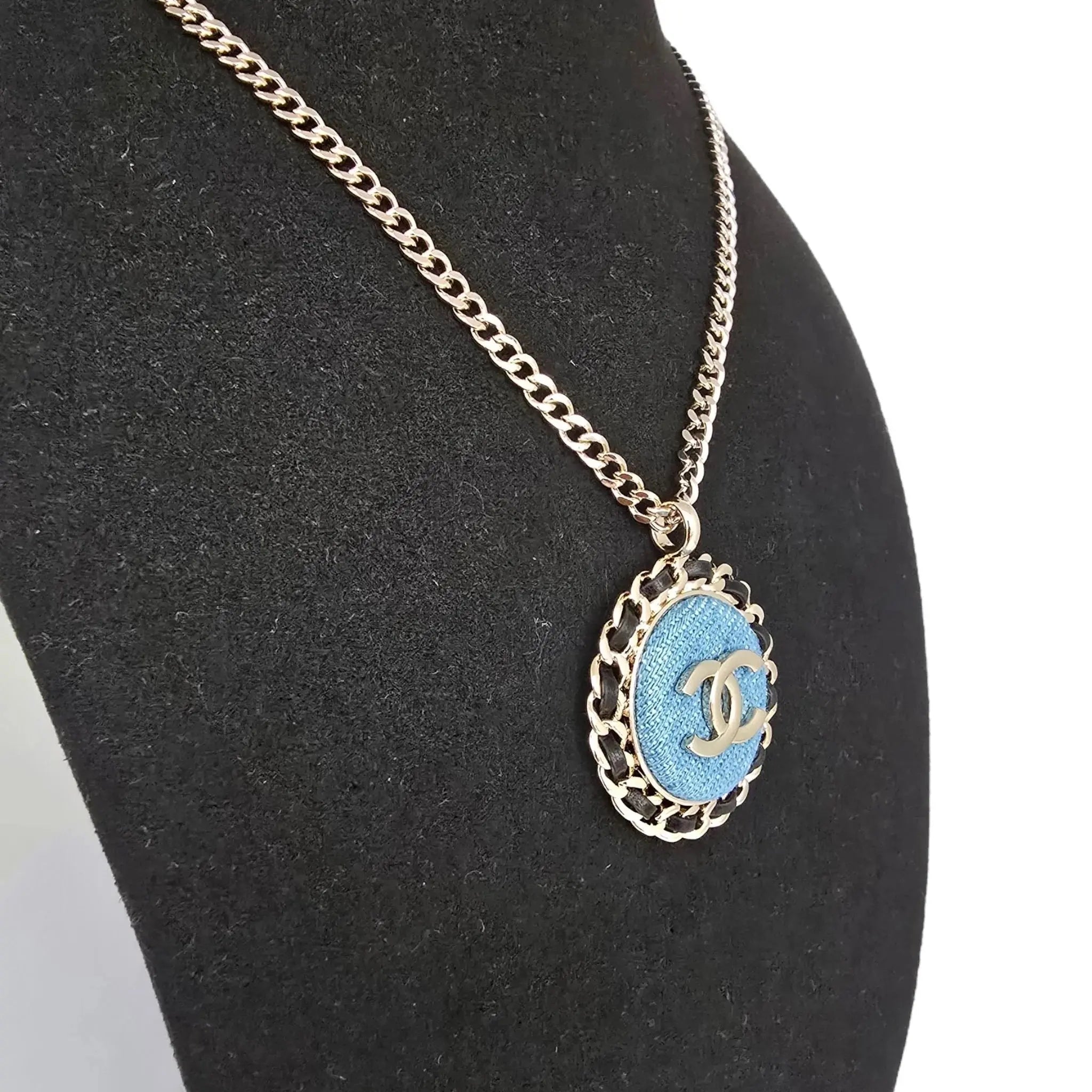 Chanel CC Denim Pendant Necklace 2025 CHANEL