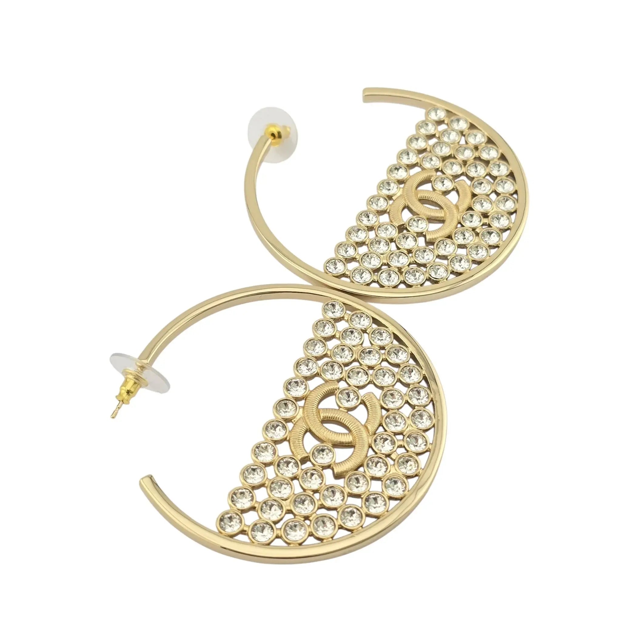 Chanel CC Crystal Gold Hoop Earrings SS23 CHANEL
