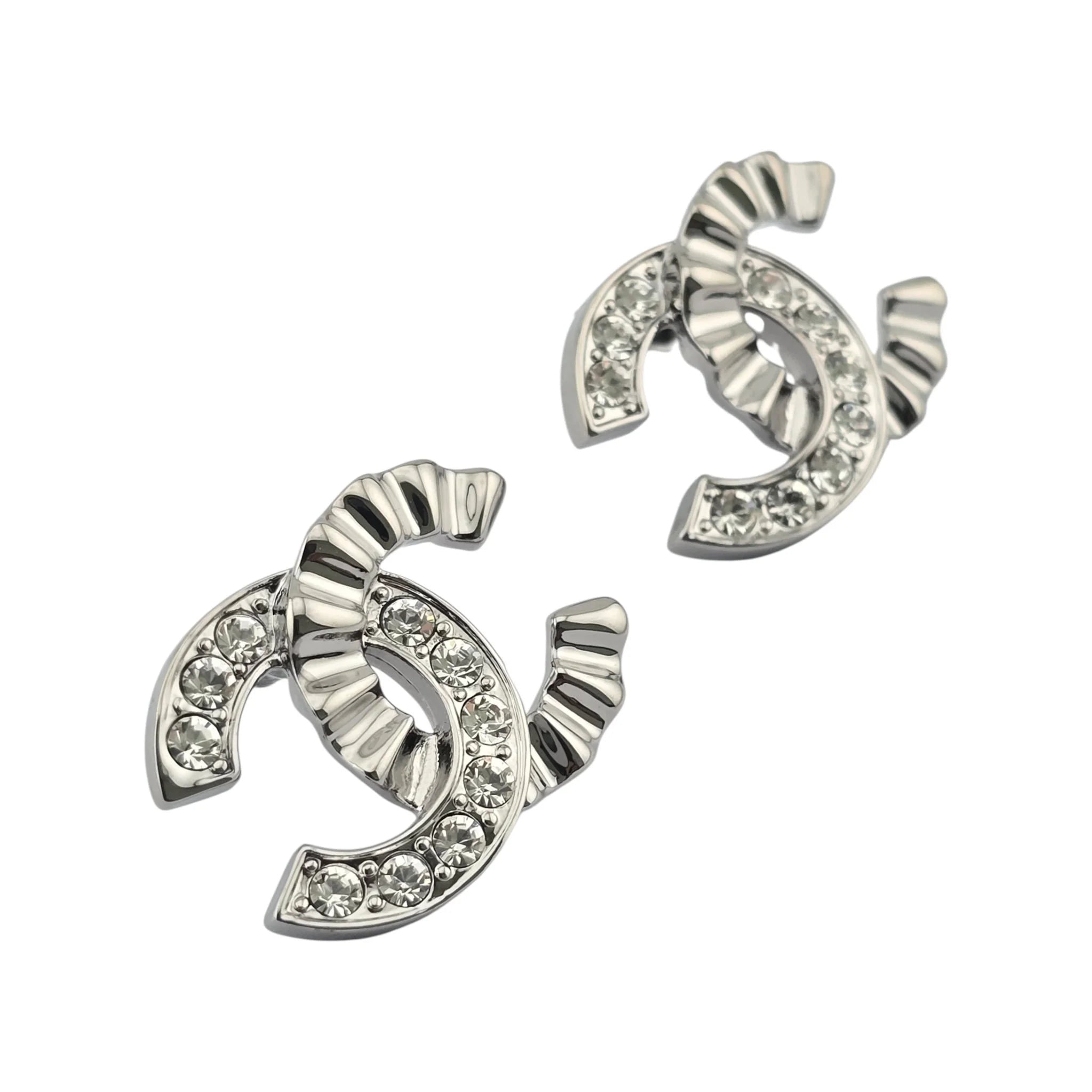 Chanel CC Crystal Earrings Silver 2021 CHANEL