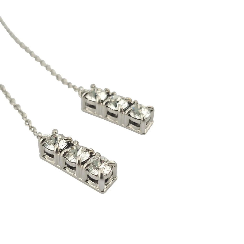 Miu Miu Logo Silver Crystal Drop Earrings MIU MIU