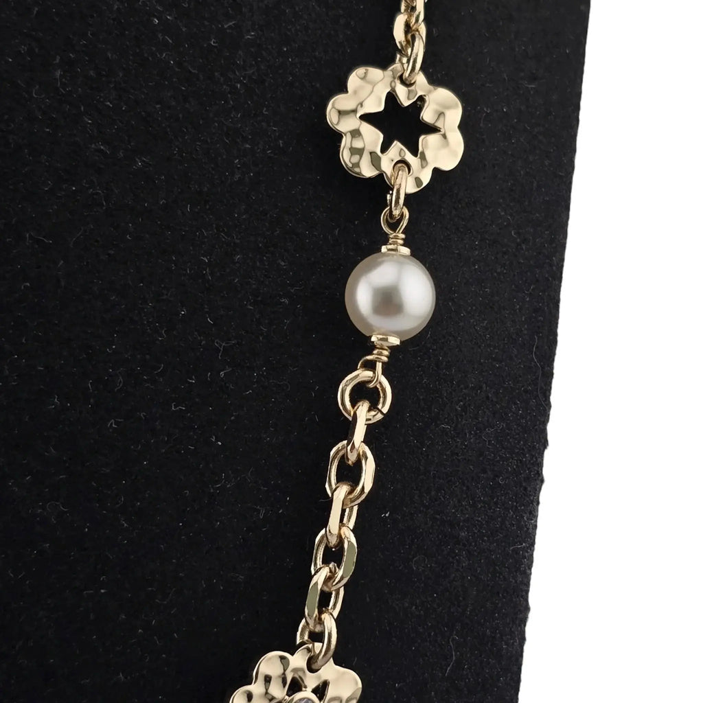 Chanel CC Long Necklace Gold Metal Floral Necklace 2025 CHANEL
