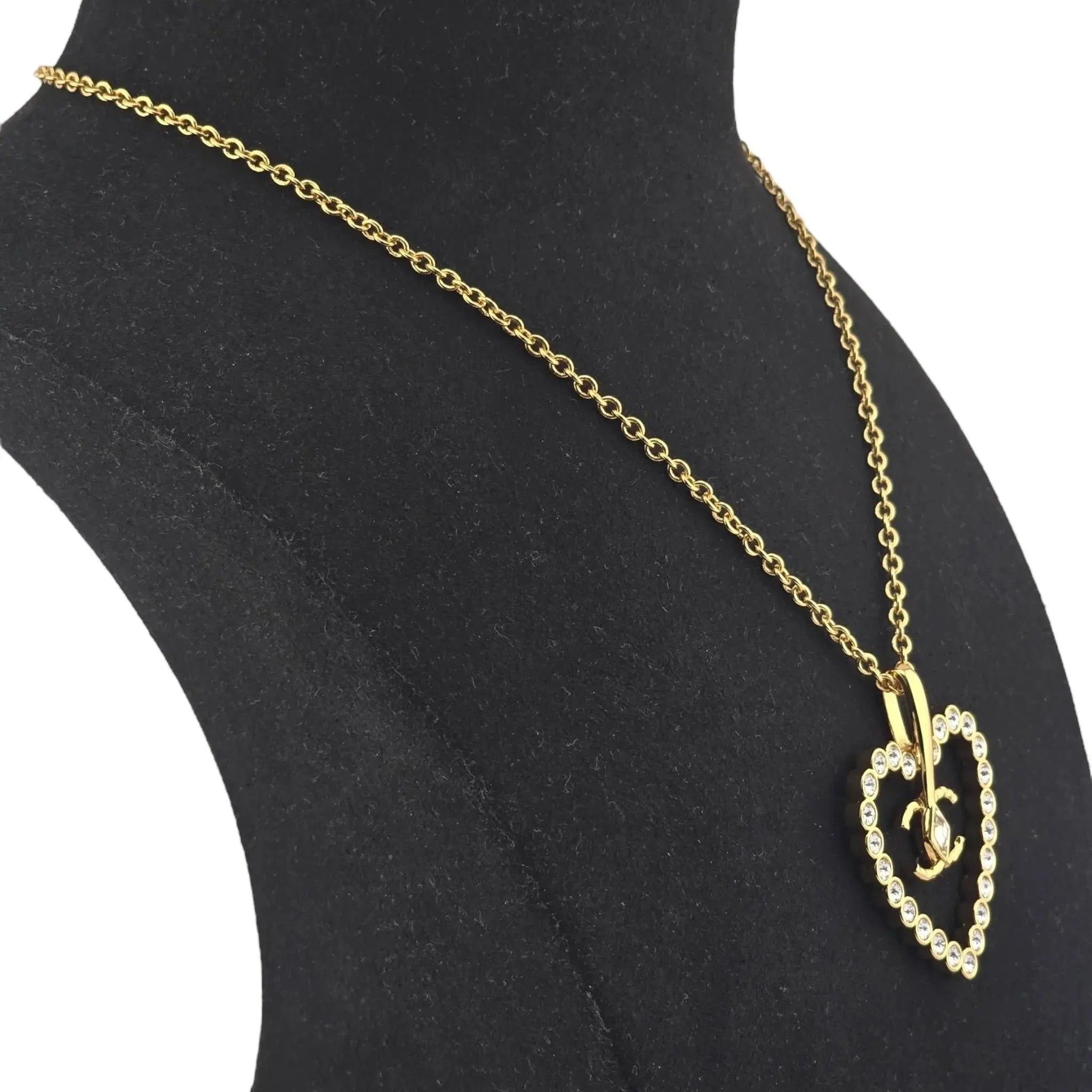 Chanel CC Heart Pendant Necklace Gold 2024 CHANEL