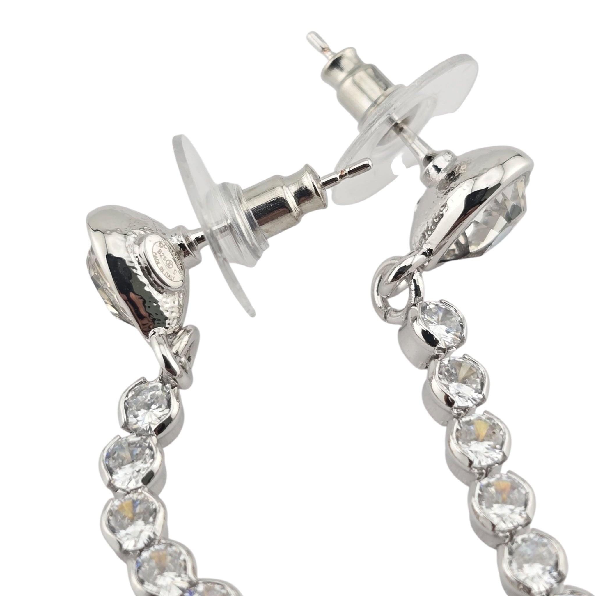 Chanel CC Silver Crystal Drop Heart Earrings 2025 CHANEL
