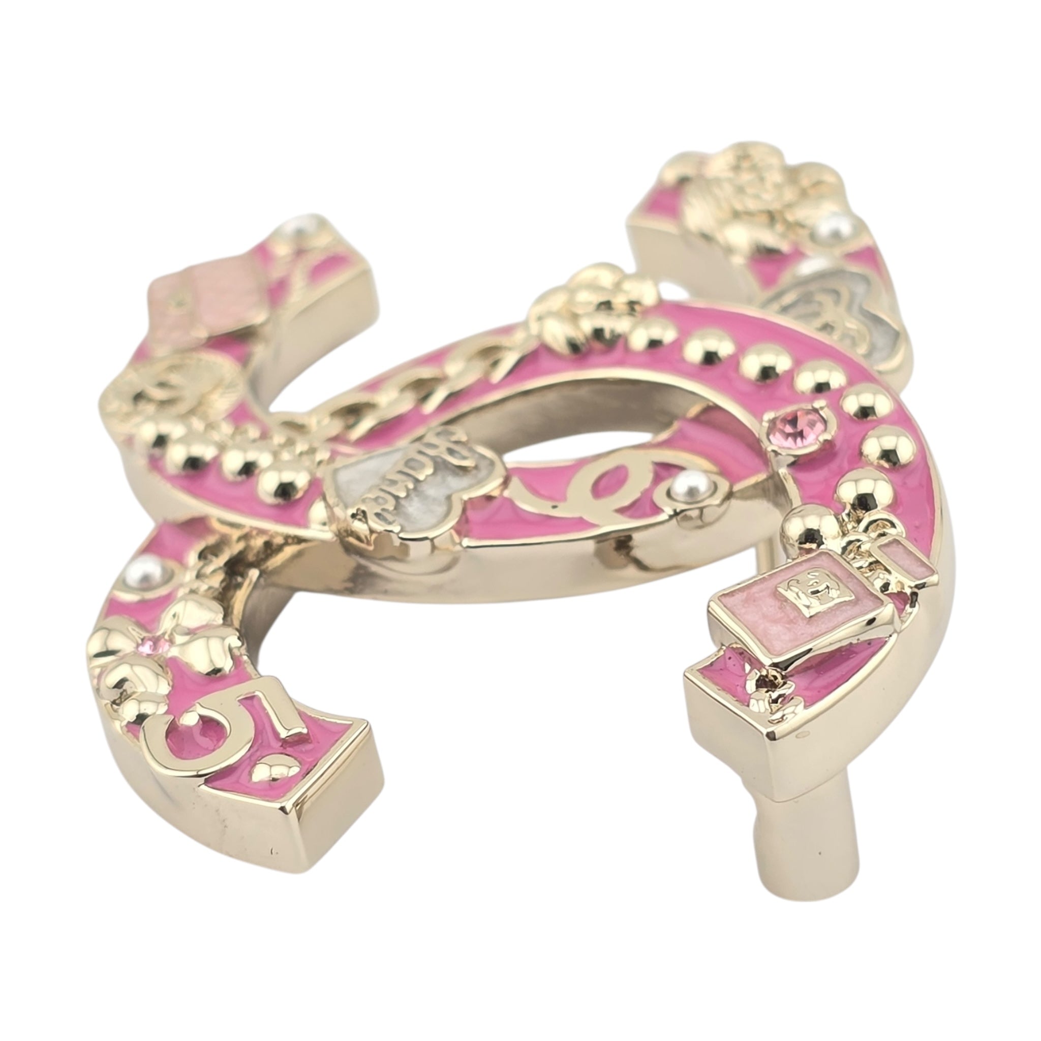 Chanel CC Pink Gold Enamel Brooch 2024 CHANEL
