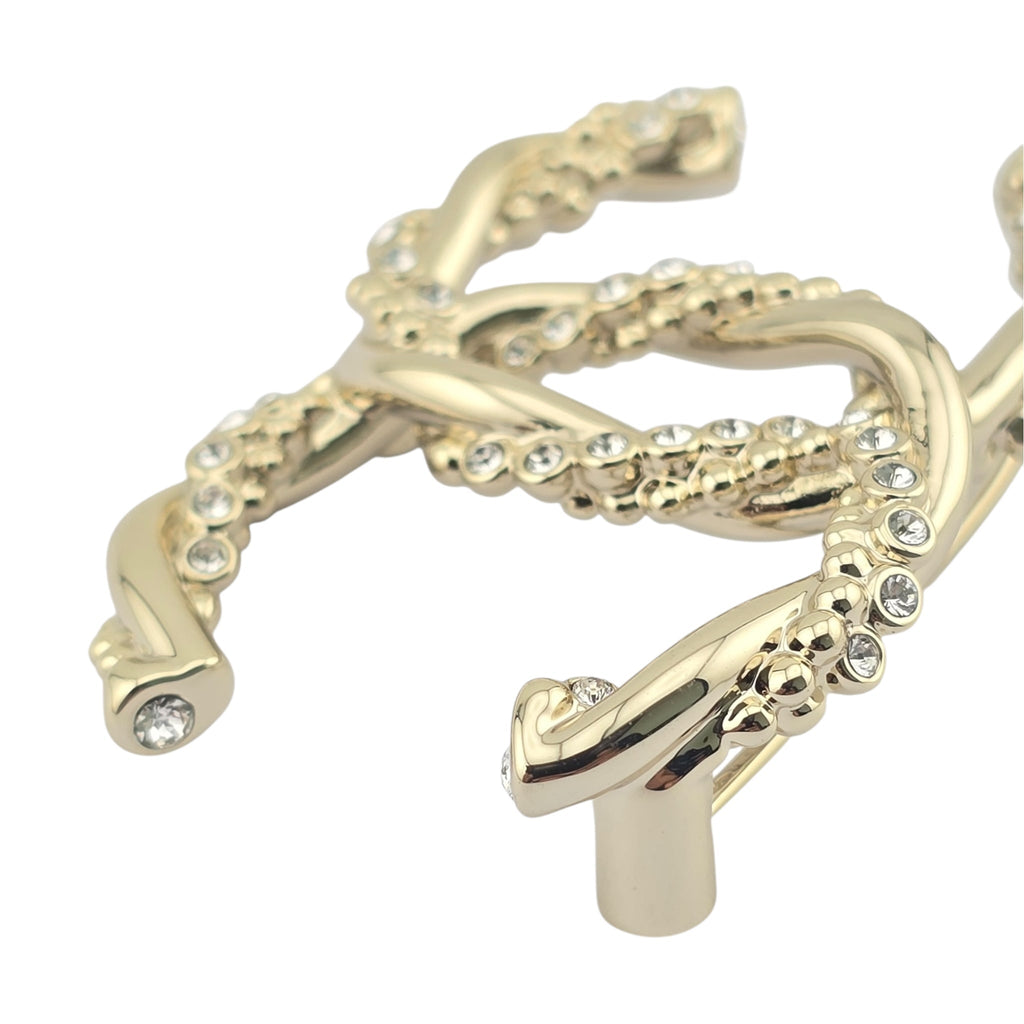 Chanel CC Twisted Gold Crystal Brooch 2023 CHANEL