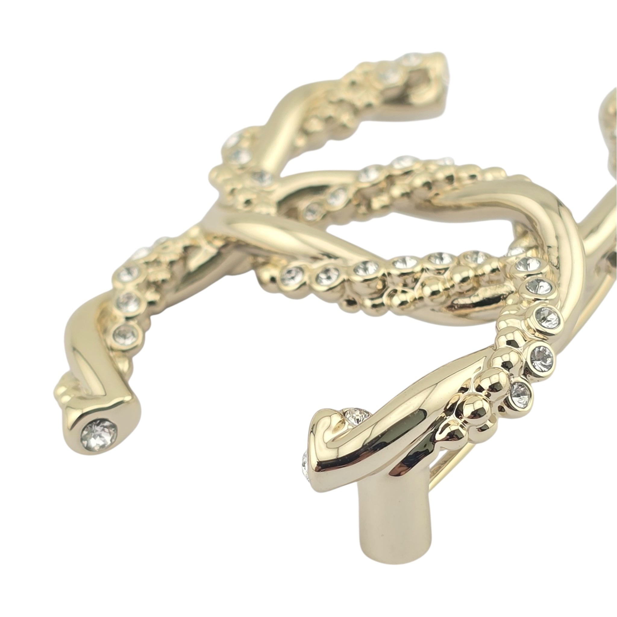 Chanel CC Twisted Gold Crystal Brooch 2023 CHANEL