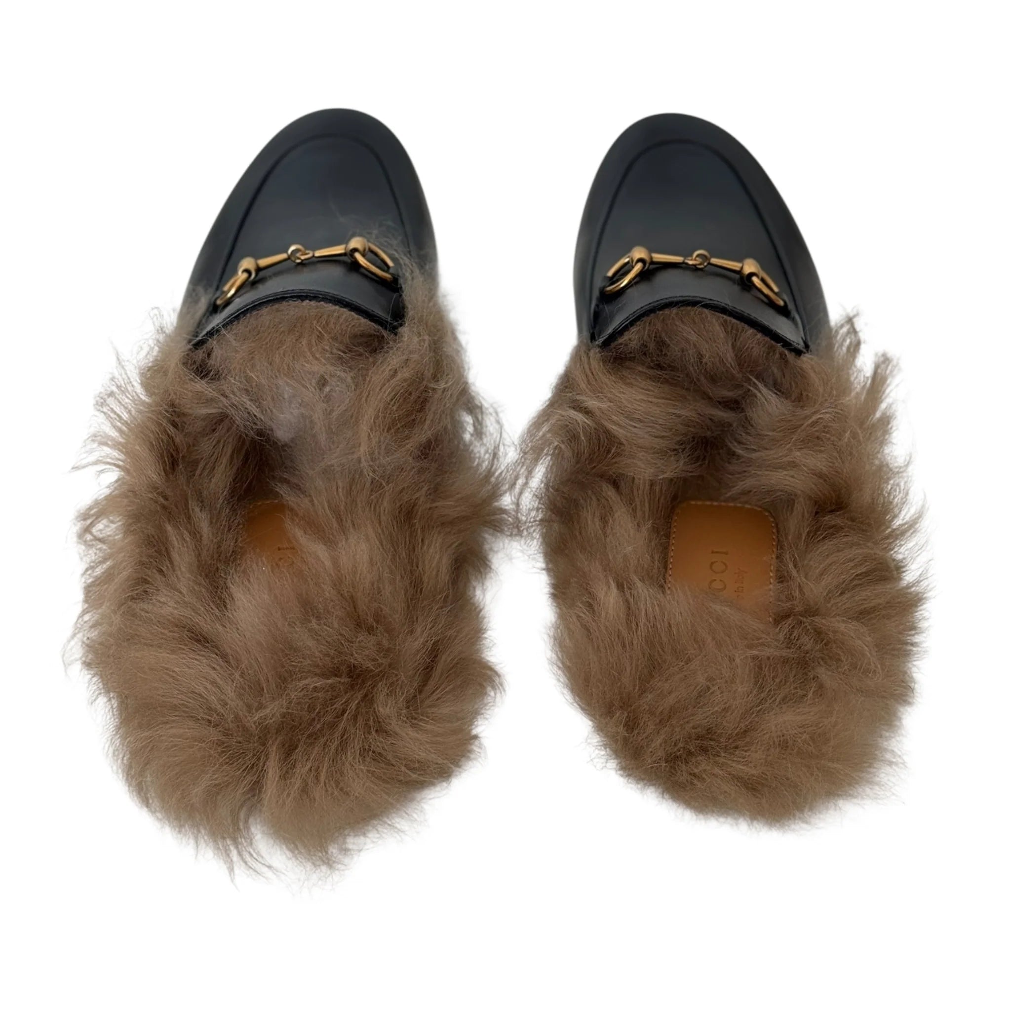 GUCCI Princetown Fur Lined Mules - 39