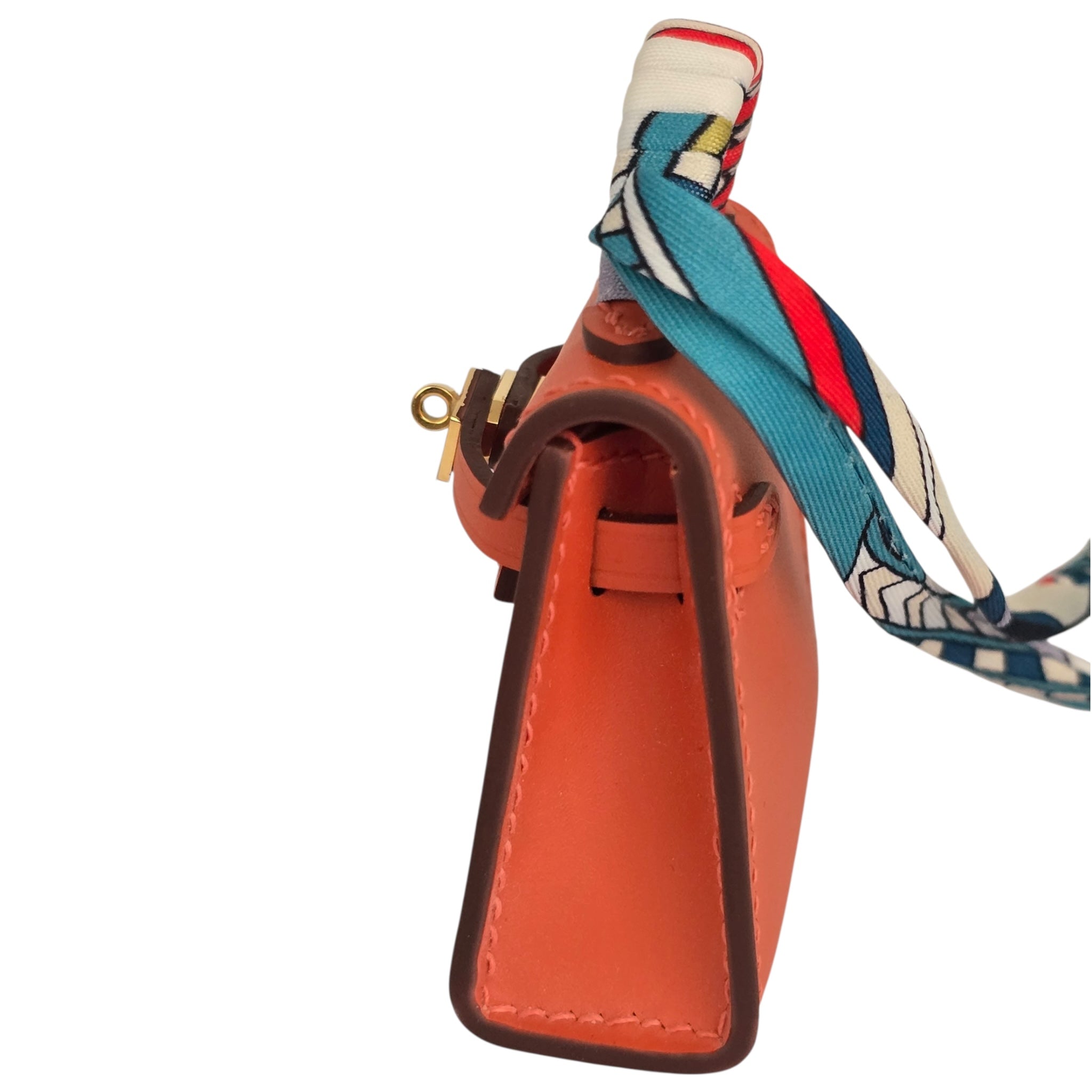 Hermes Tadelakt Mini Kelly Twilly Bag Charm Capucine HERMES