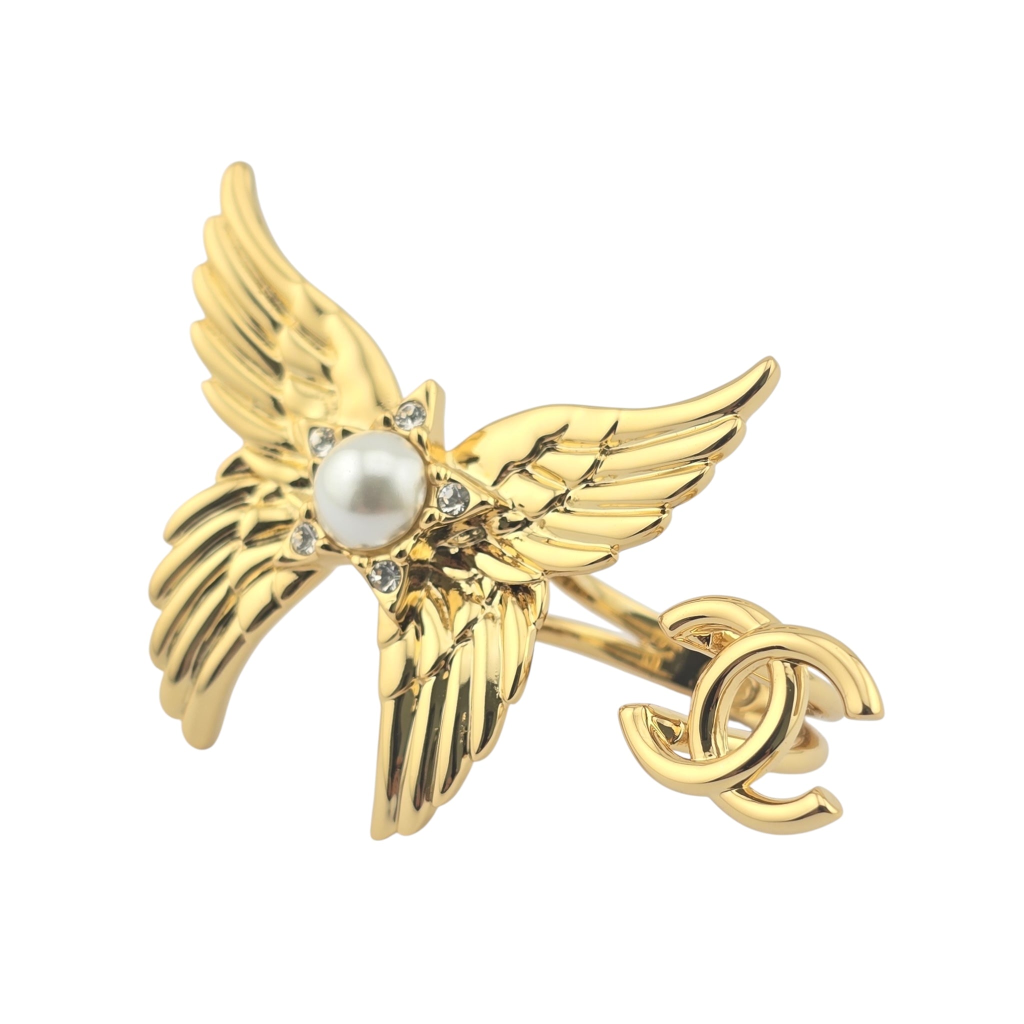 Chanel CC Wings Gold Ring 2024