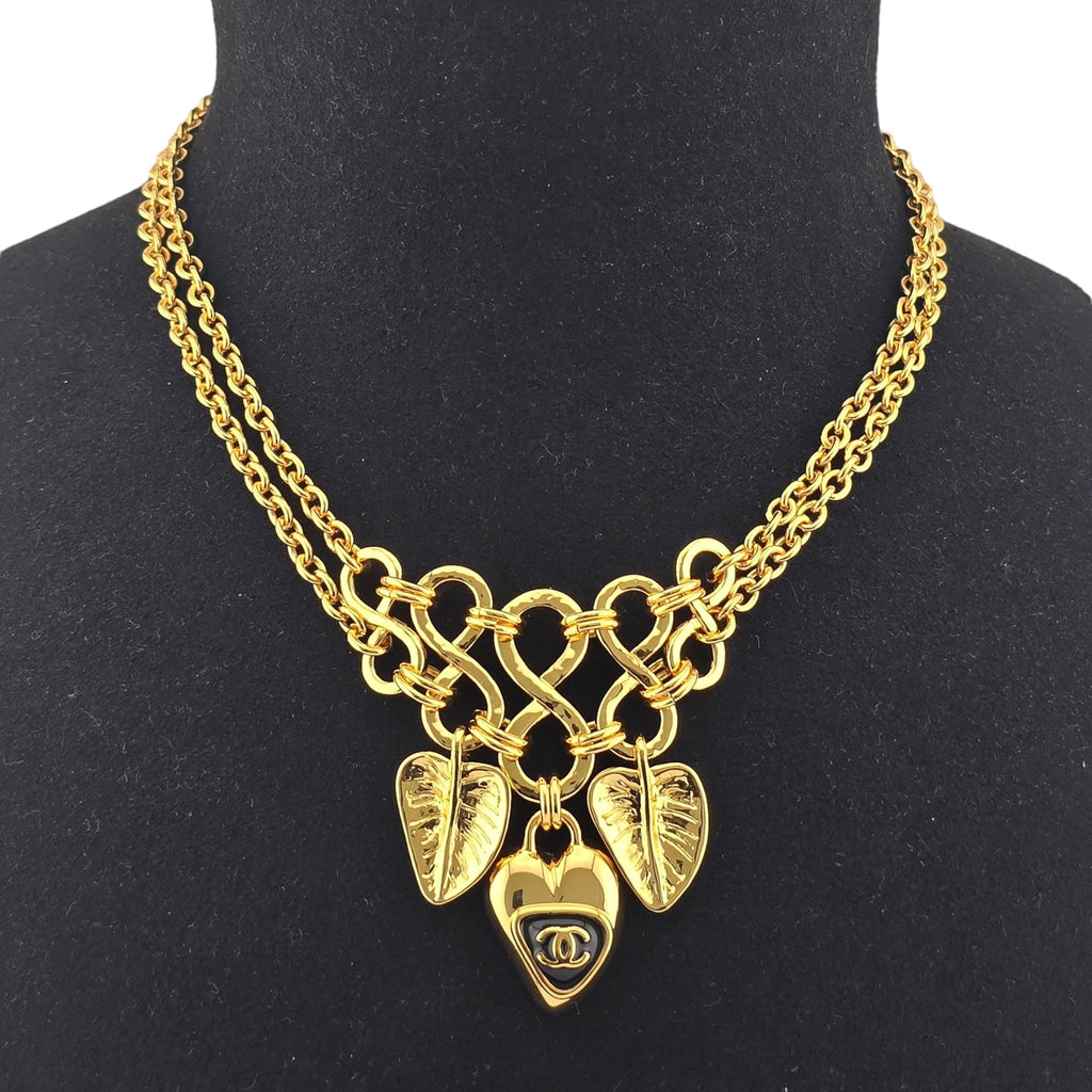 Chanel CC Gold Leaf Pendant Necklace 2025